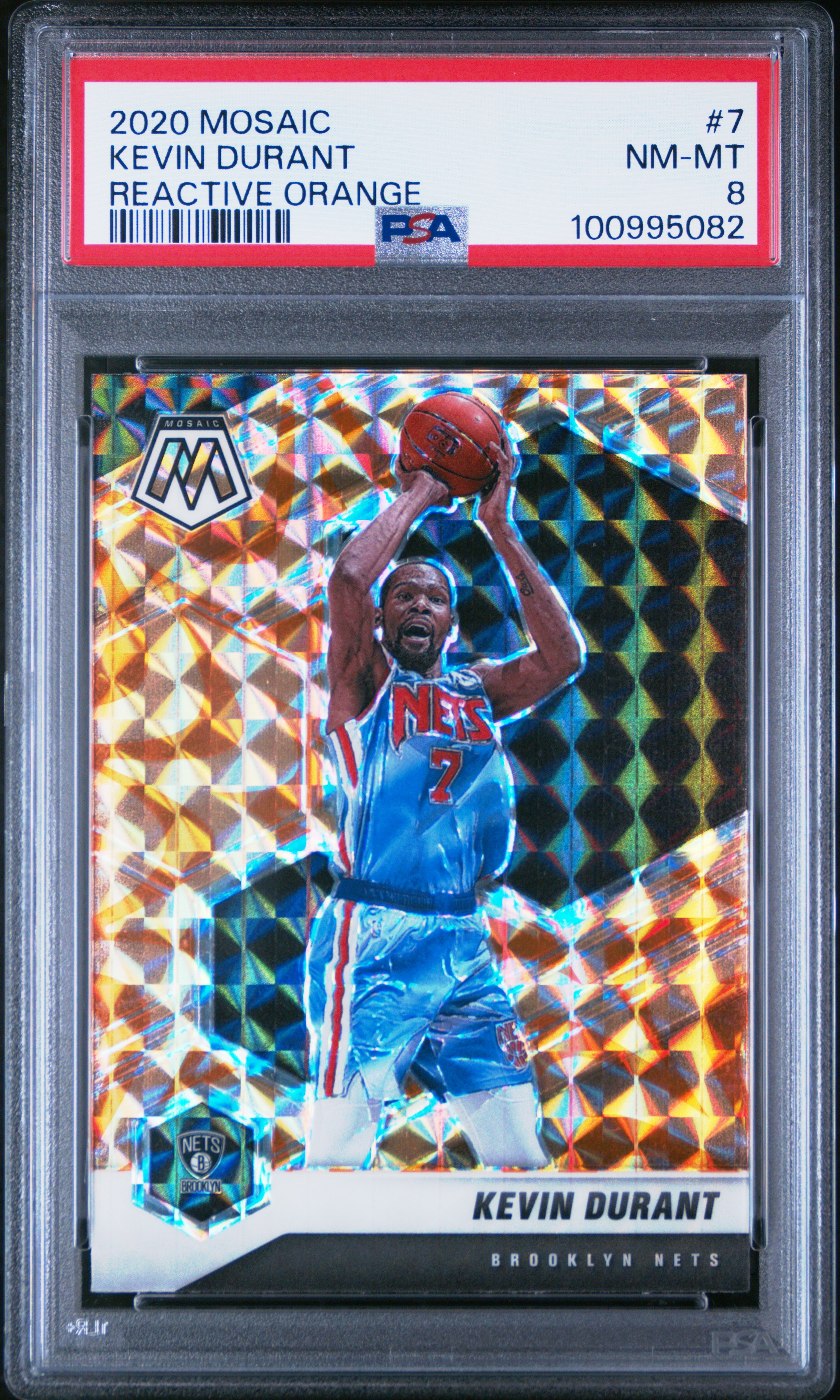 2020 Panini Mosaic Kevin Durant #7 (Reactive Orange) Nm-Mt 8 front