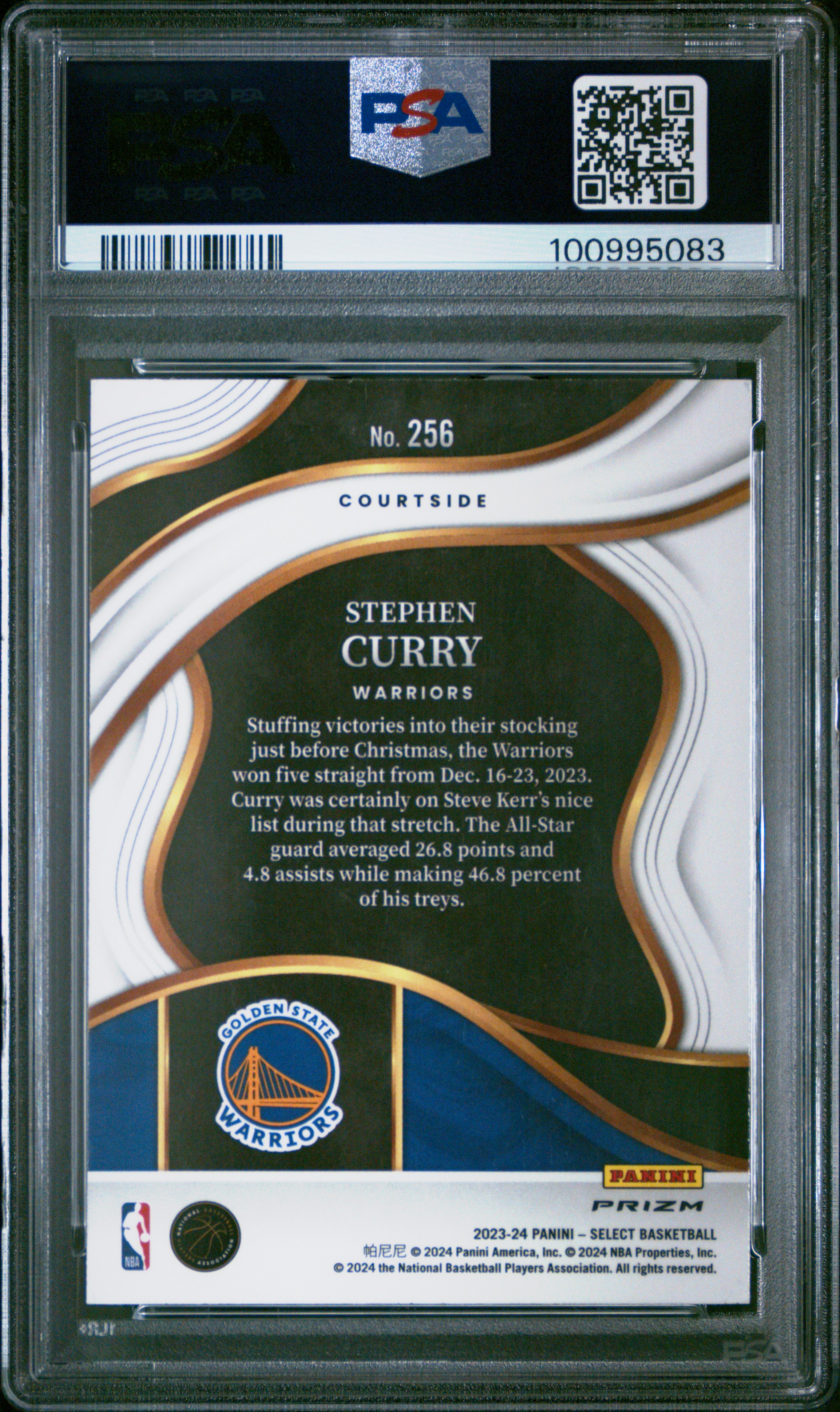 2023 Panini Select Stephen Curry #256 (Orange Flash) Mint 9 back