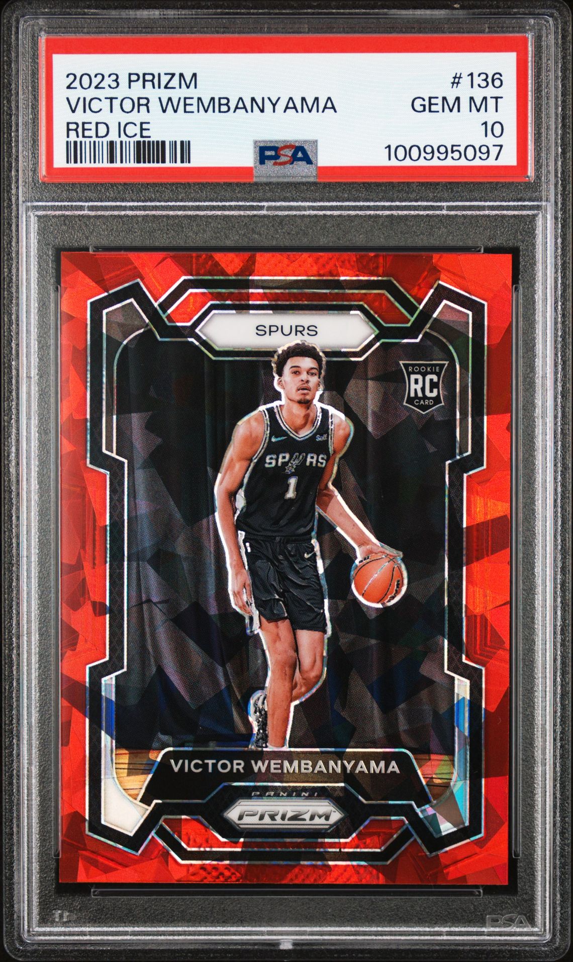 2023 Panini Prizm Victor Wembanyama #136 (Red Ice) Gem Mt 10 front