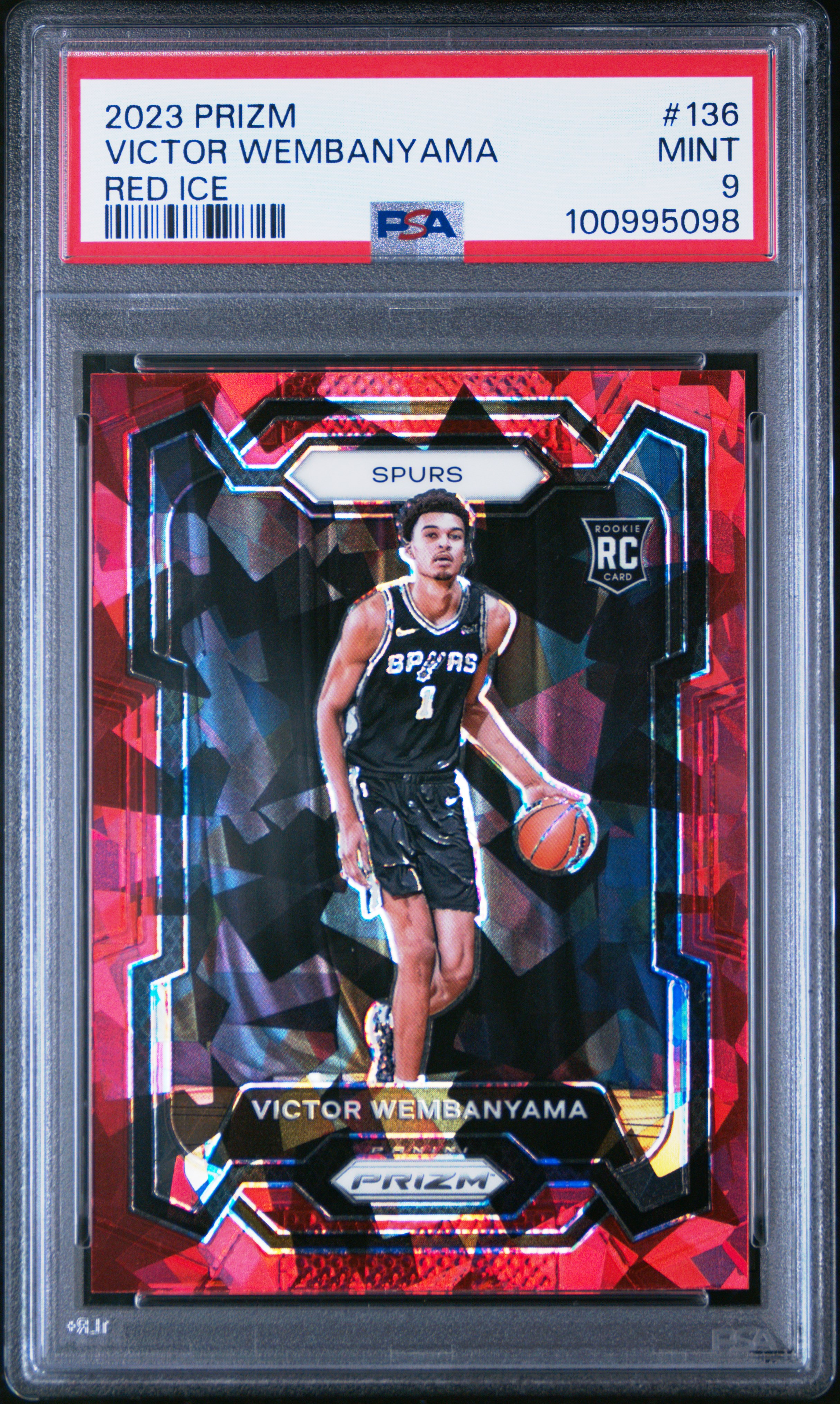 2023 Panini Prizm Victor Wembanyama #136 (Red Ice) Mint 9 front