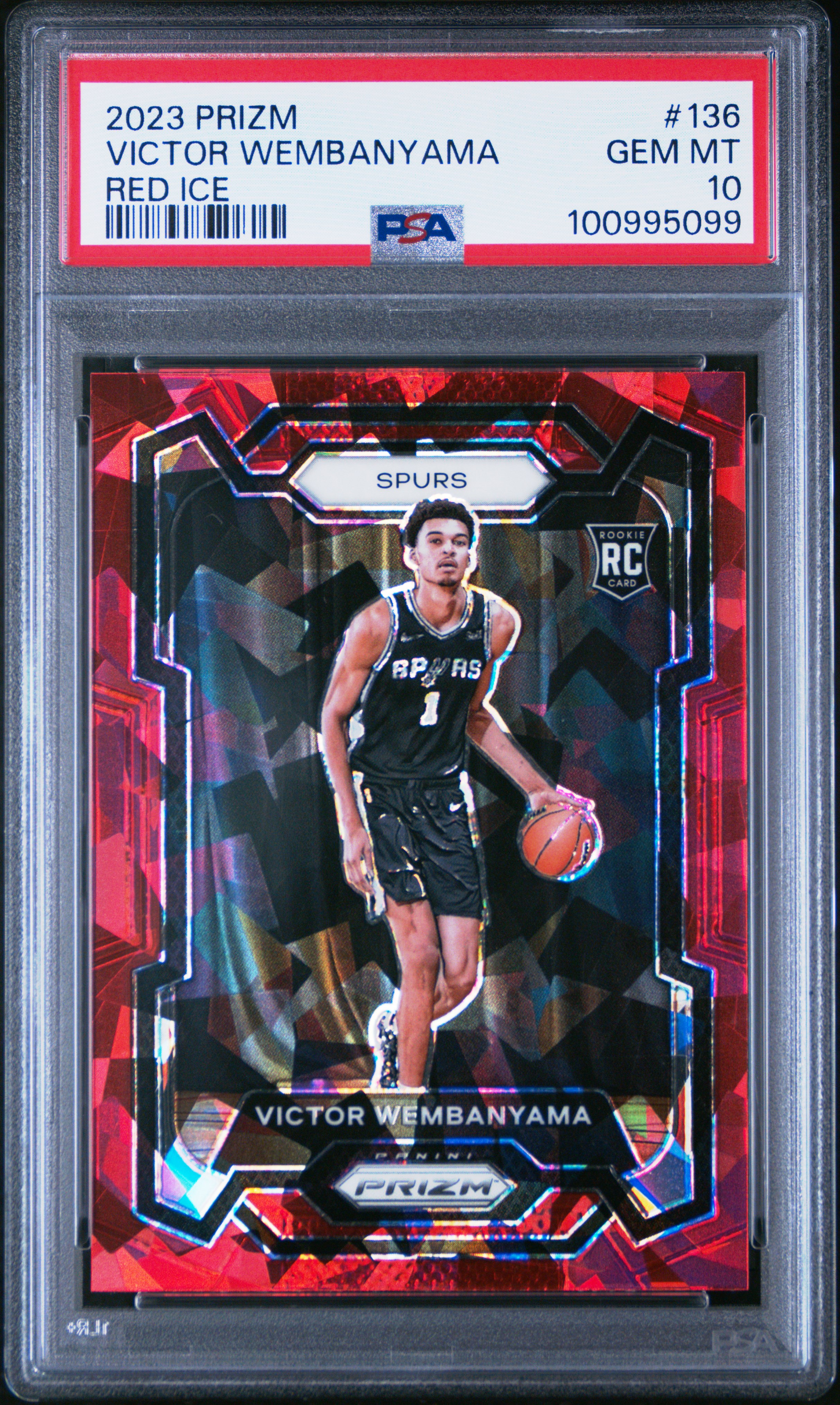 2023 Panini Prizm Victor Wembanyama #136 (Red Ice) Gem Mt 10 front