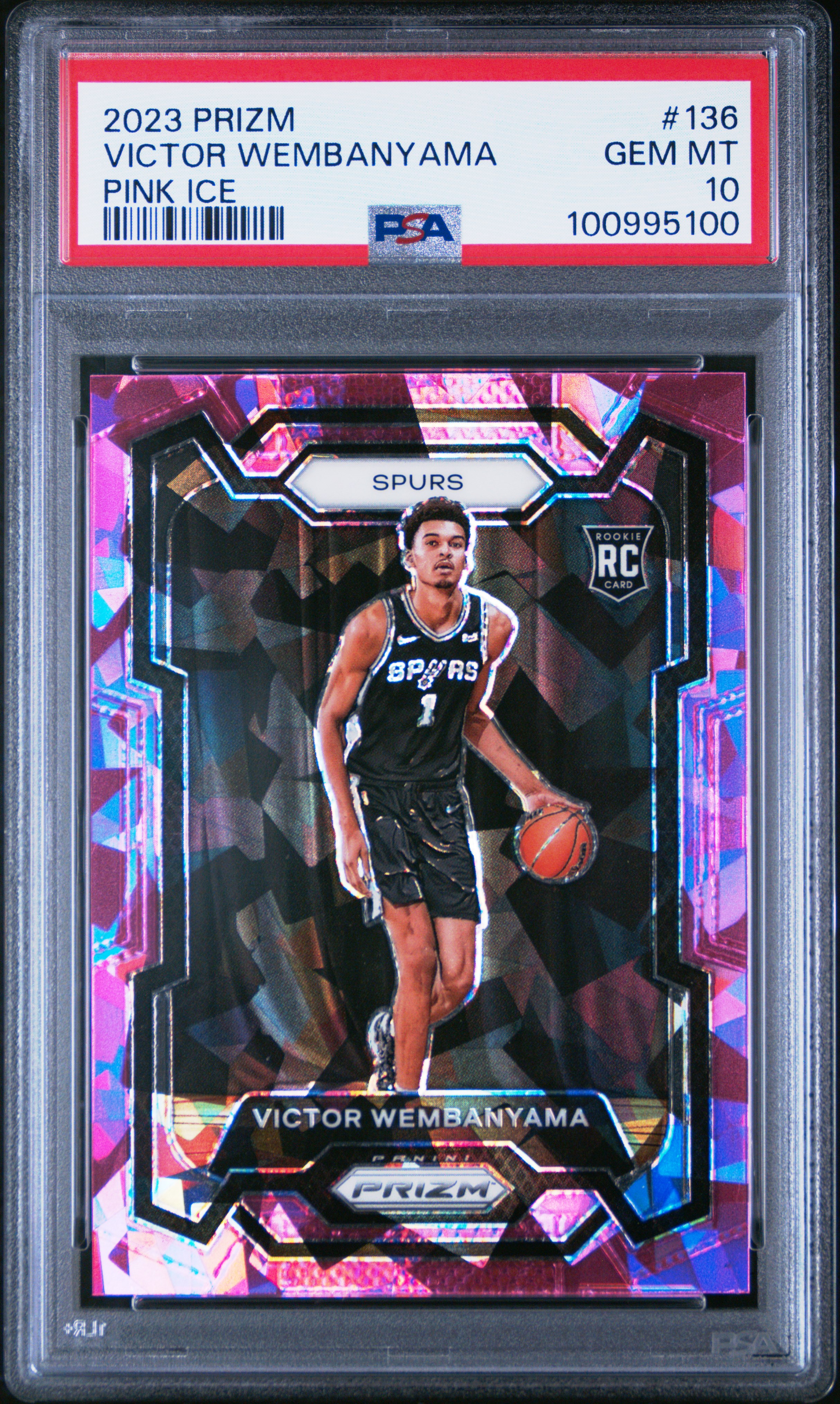 2023 Panini Prizm Victor Wembanyama #136 (Pink Ice) Gem Mt 10 front