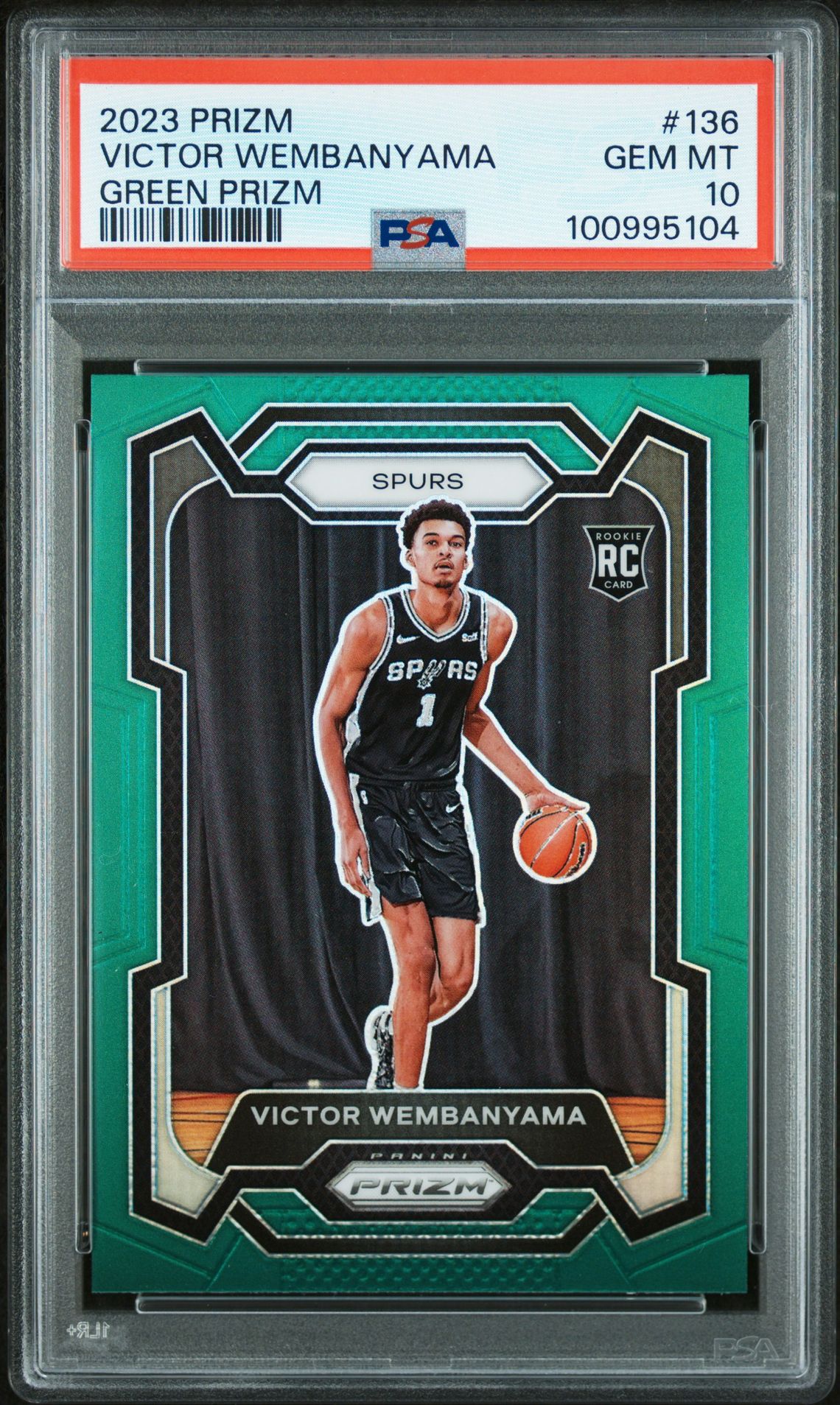 2023 Panini Prizm Victor Wembanyama #136 (Green Prizm) Gem Mt 10 front