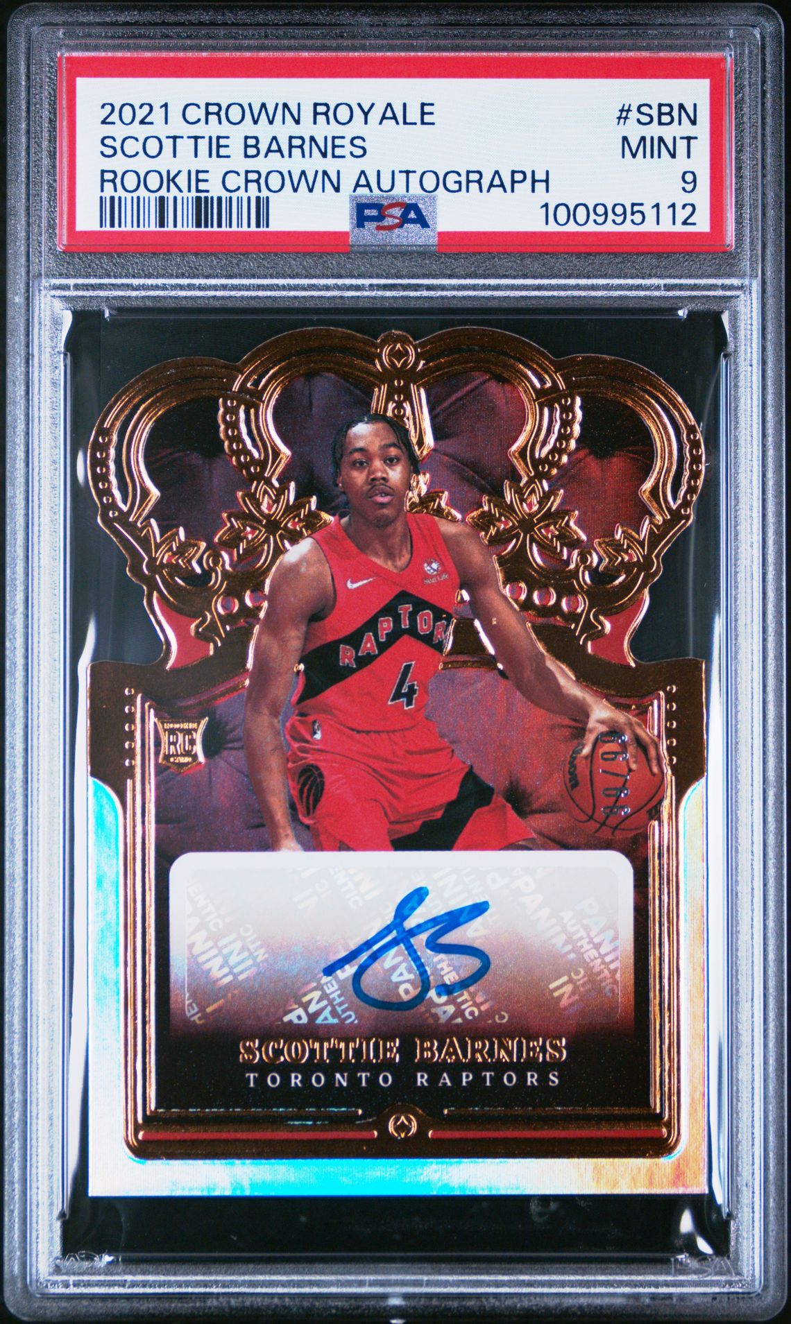 2021 Panini Crown Royale Rookie Crown Autographs Scottie Barnes #Sbn (Rookie Crown Autograph) Mint 9 front