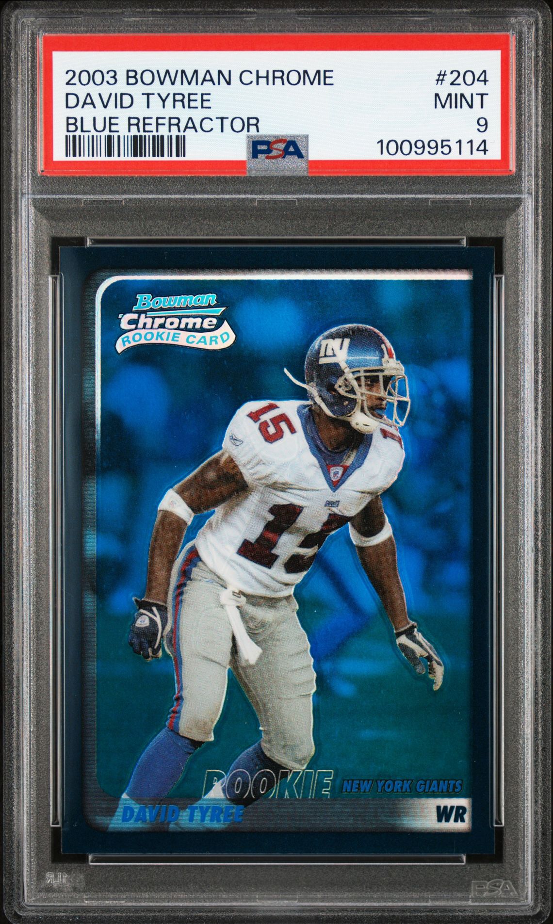 2003 Bowman Chrome David Tyree #204 (Blue Refractor) Mint 9 front