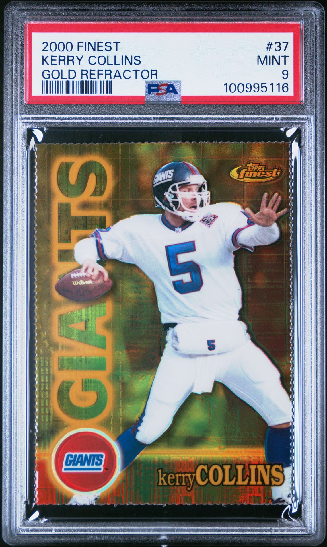 2000 Finest Kerry Collins #37 (Gold Refractor) Mint 9 front