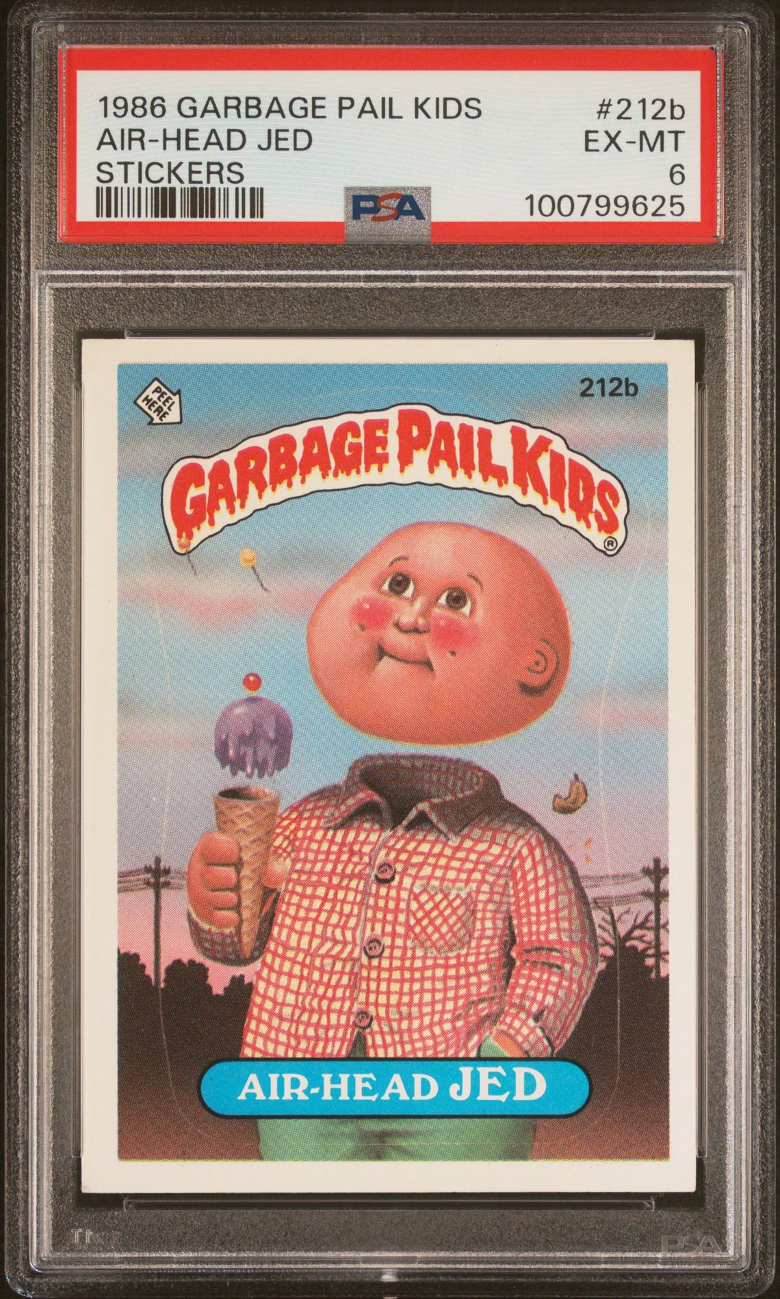 1986 Topps GARBAGE PAIL KIDS STICKERS #212B Air-Head Jed front