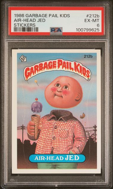 1986 Topps GARBAGE PAIL KIDS STICKERS STICKERS #212B Air-Head Jed front