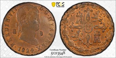 1824 8 Mar KM-486.1 Segovia Laureate Head MS62BN