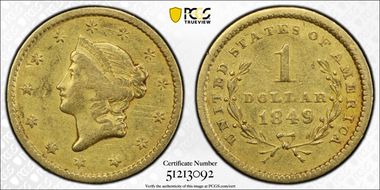 1849 G$1 Open Wreath XF40
