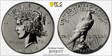 2024-S $1 Peace Dollar Rev PR Two-Coin Reverse Proof Set First Strike PR70