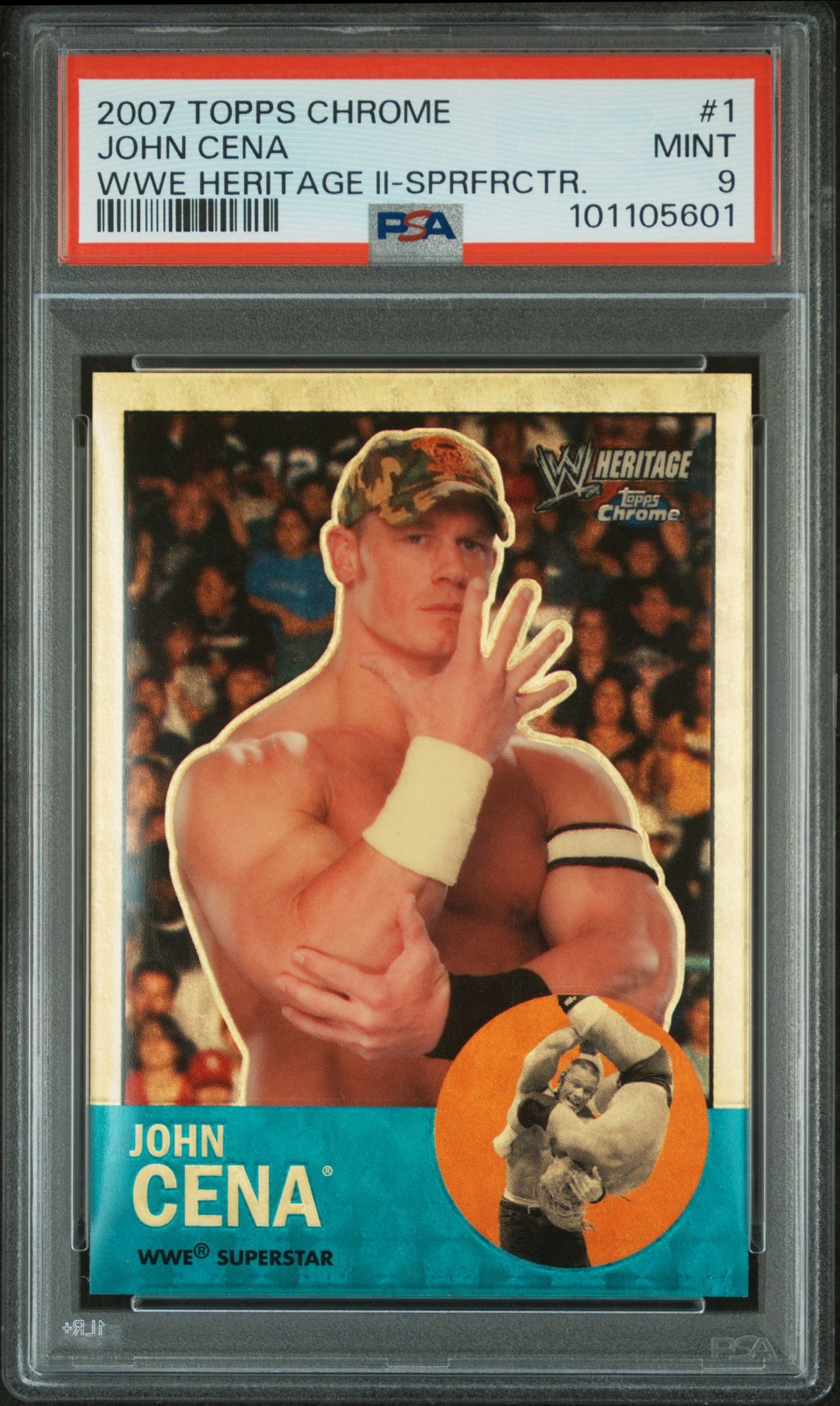 2007 Topps TOPPS CHROME WWE HERITAGE II Superfractor #1 John Cena front