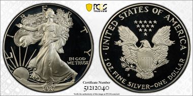 1987-S $1 Silver Eagle PR67DCAM