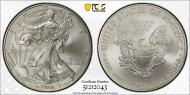 2008-W $1 Burnished Silver Eagle SP70