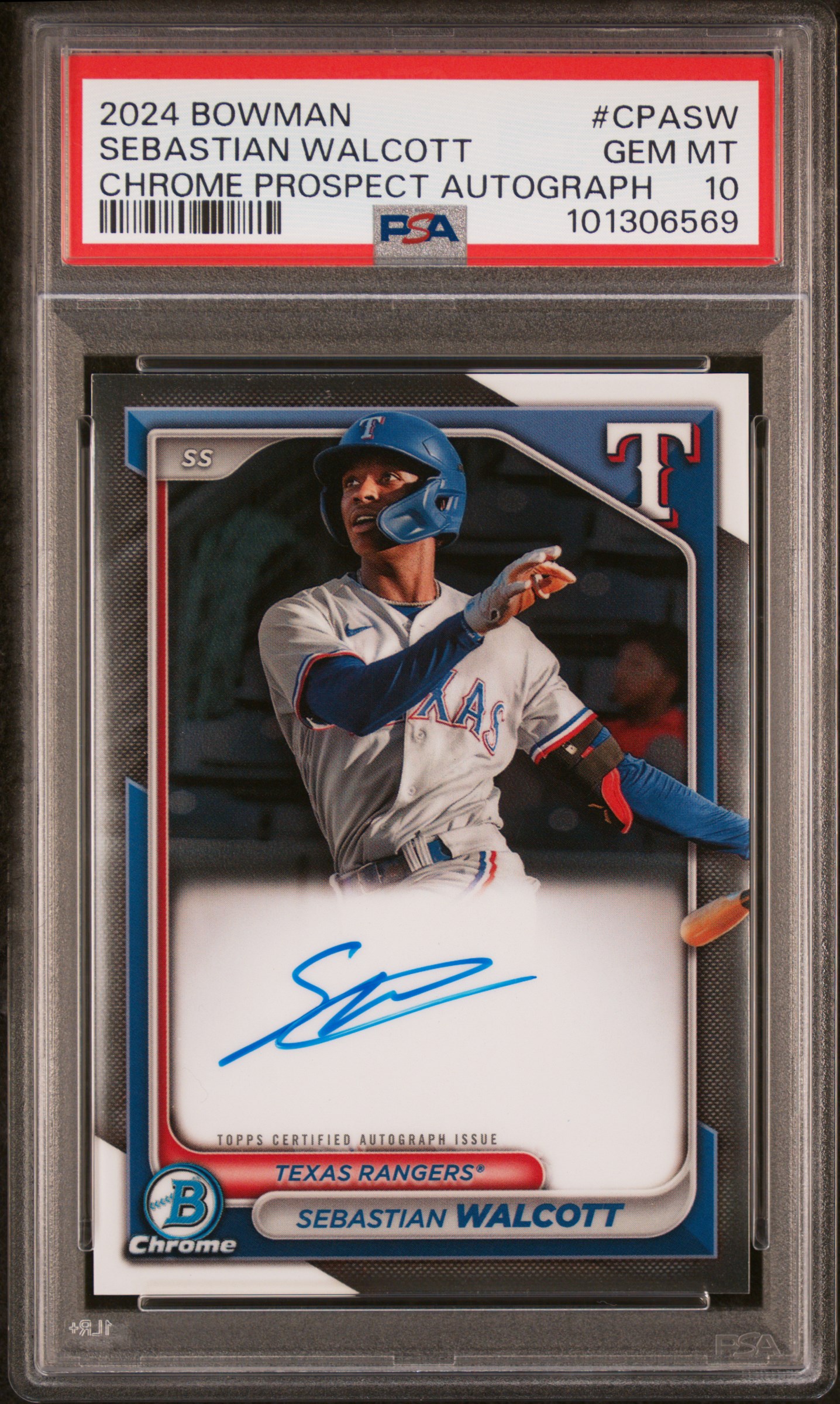 2024 Bowman Chrome Prospect Autographs Sebastian Walcott #Cpasw Gem Mt 10 front