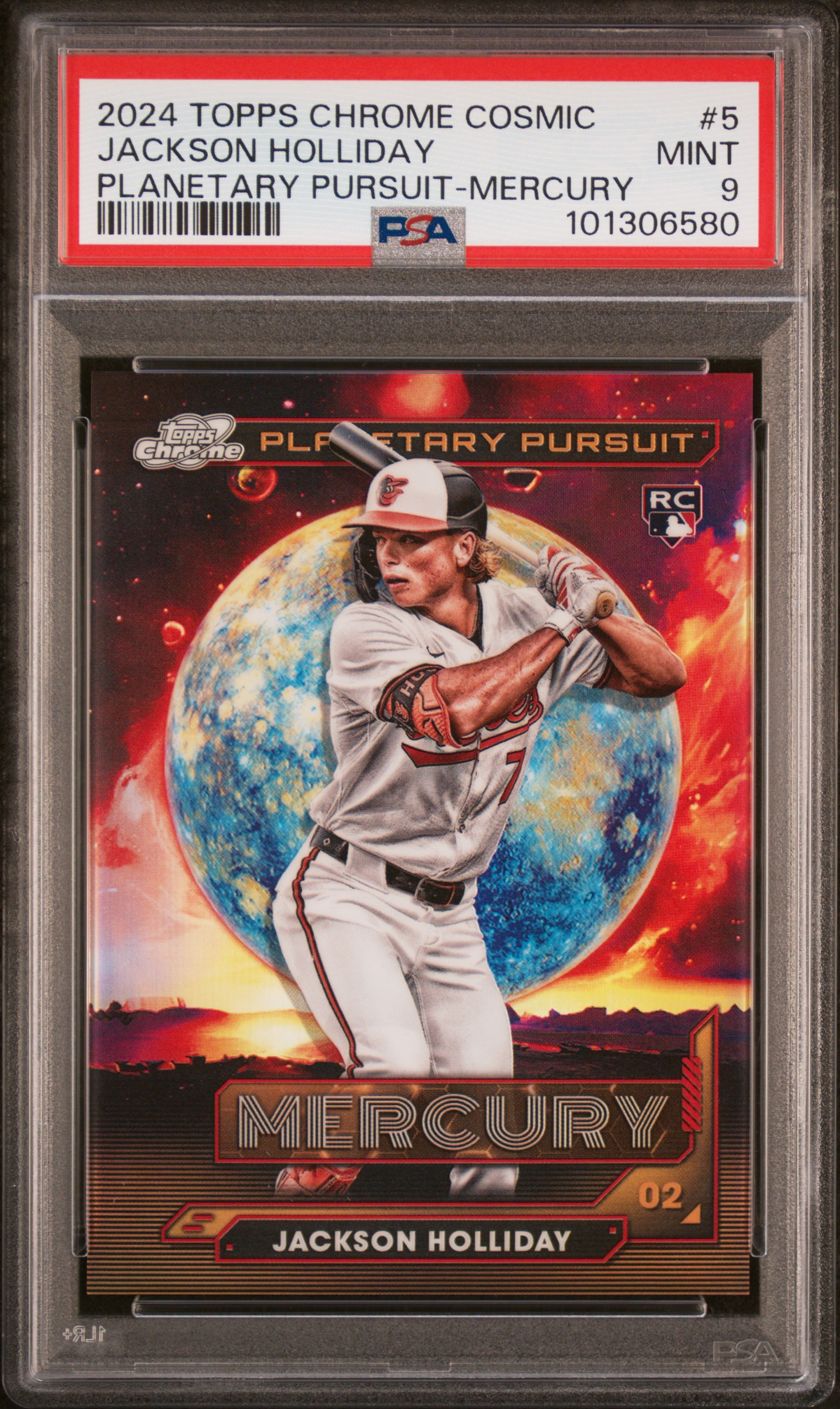 2024 Topps Chrome Cosmic Planetary Pursuit Jackson Holliday #5 (Planetary Pursuit-Mercury) Mint 9 front