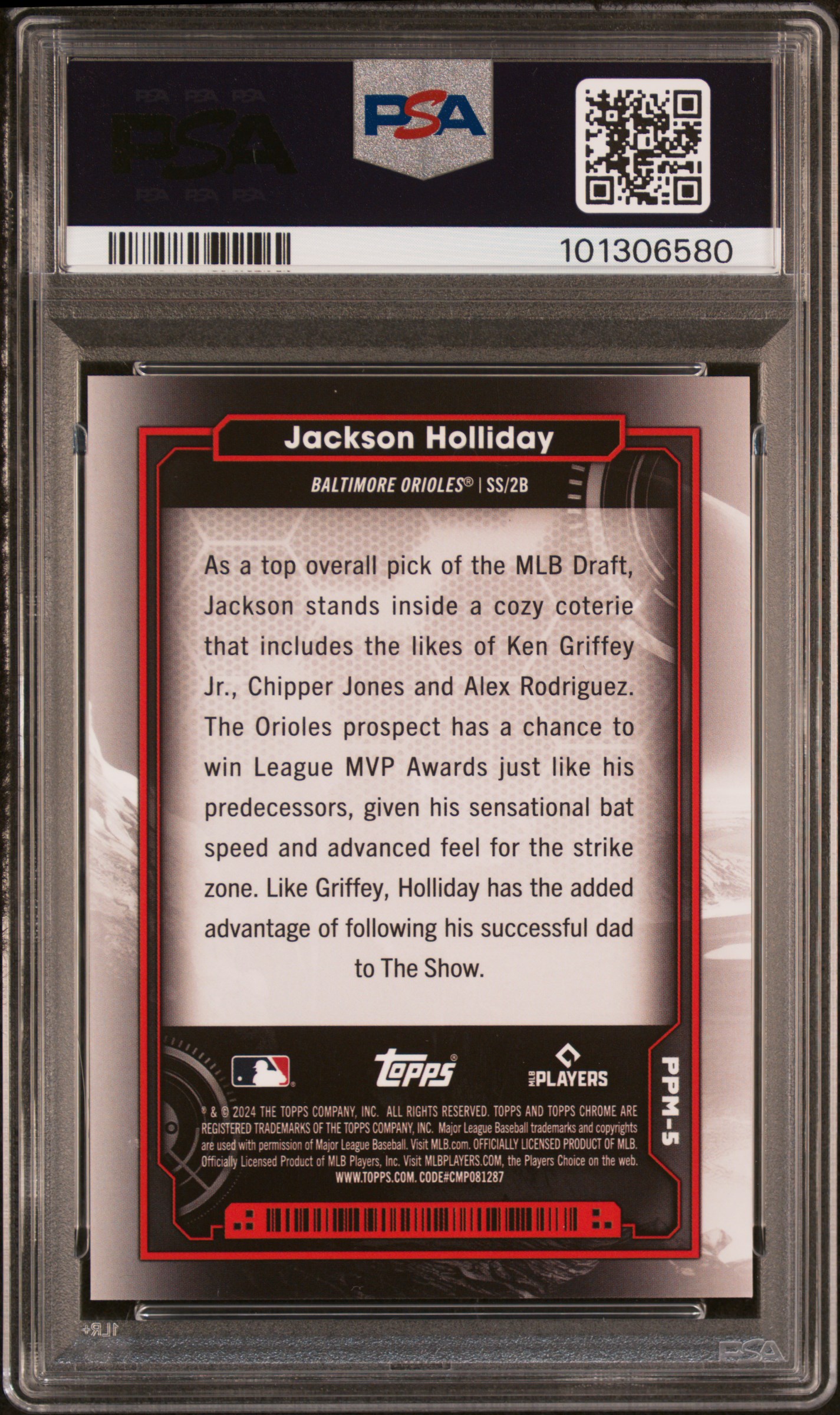 2024 Topps Chrome Cosmic Planetary Pursuit Jackson Holliday #5 (Planetary Pursuit-Mercury) Mint 9 back