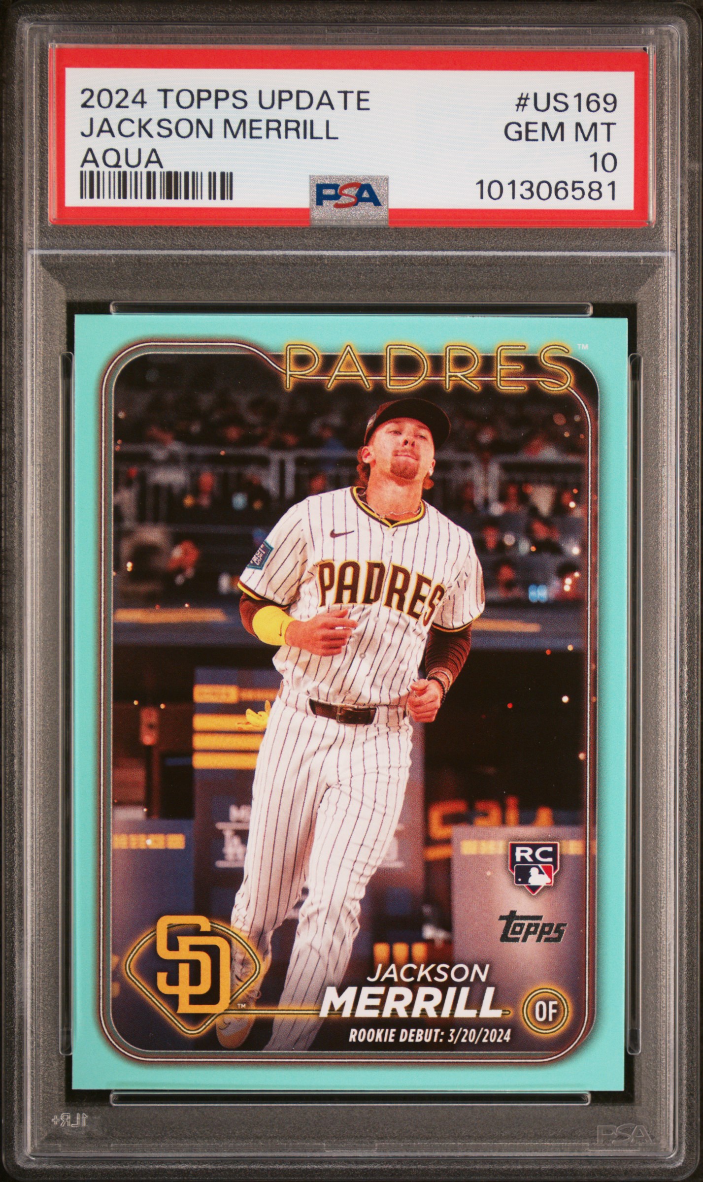2024 Topps Update Jackson Merrill #Us169 (Aqua) Gem Mt 10 front