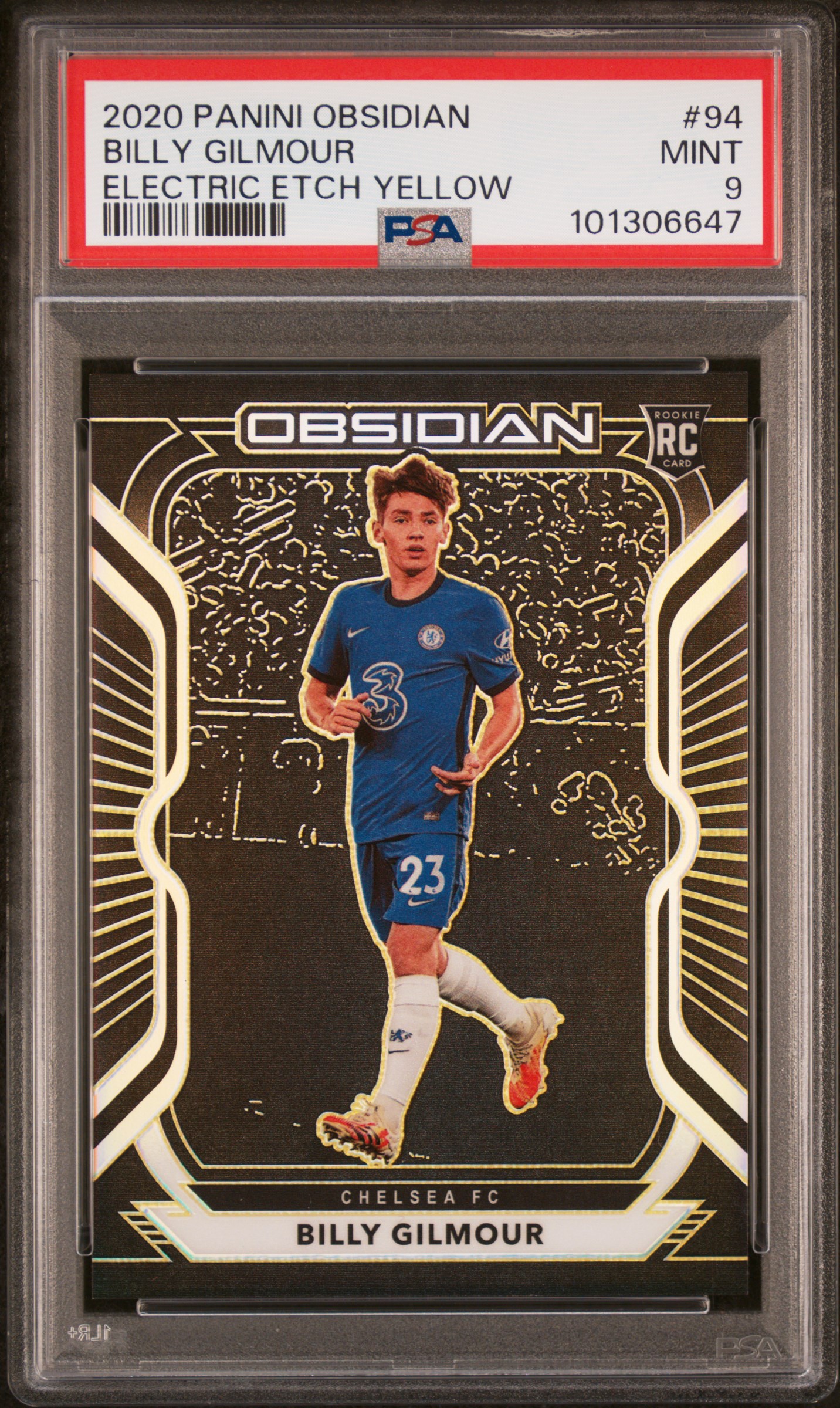 2020 Panini Obsidian Billy Gilmour #94 (Electric Etch Yellow) Mint 9 front
