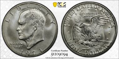 1973-S $1 Silver MS67