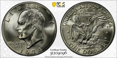 1974-S $1 Silver MS66
