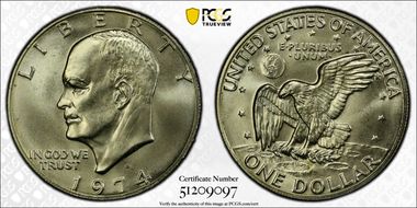 1974-S $1 Silver MS67