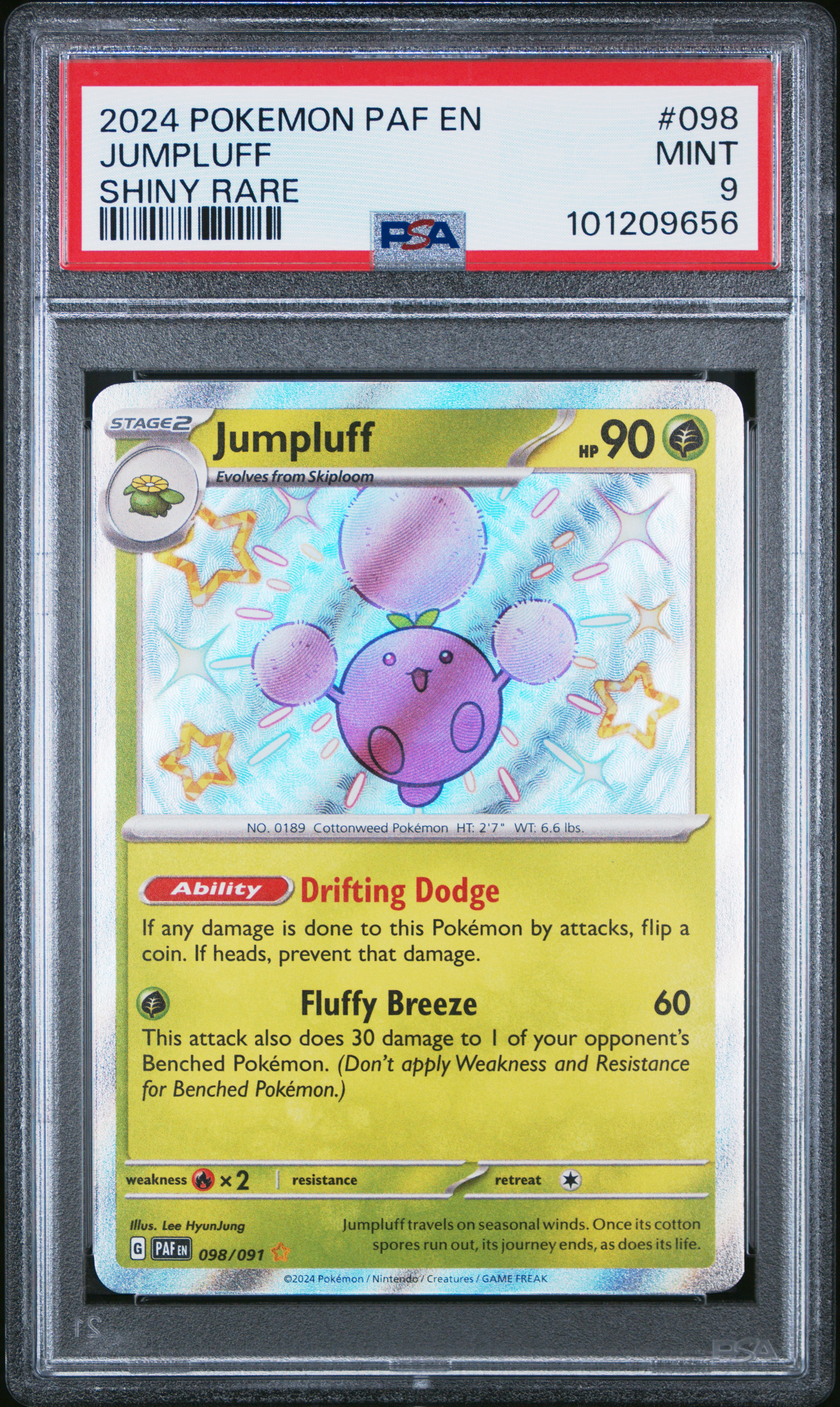 2024 Pokemon Paf En-Paldean Fates Jumpluff #098 (Shiny Rare) Mint 9 back