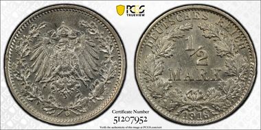 1916-G 1/2 Mk J-16 AU58