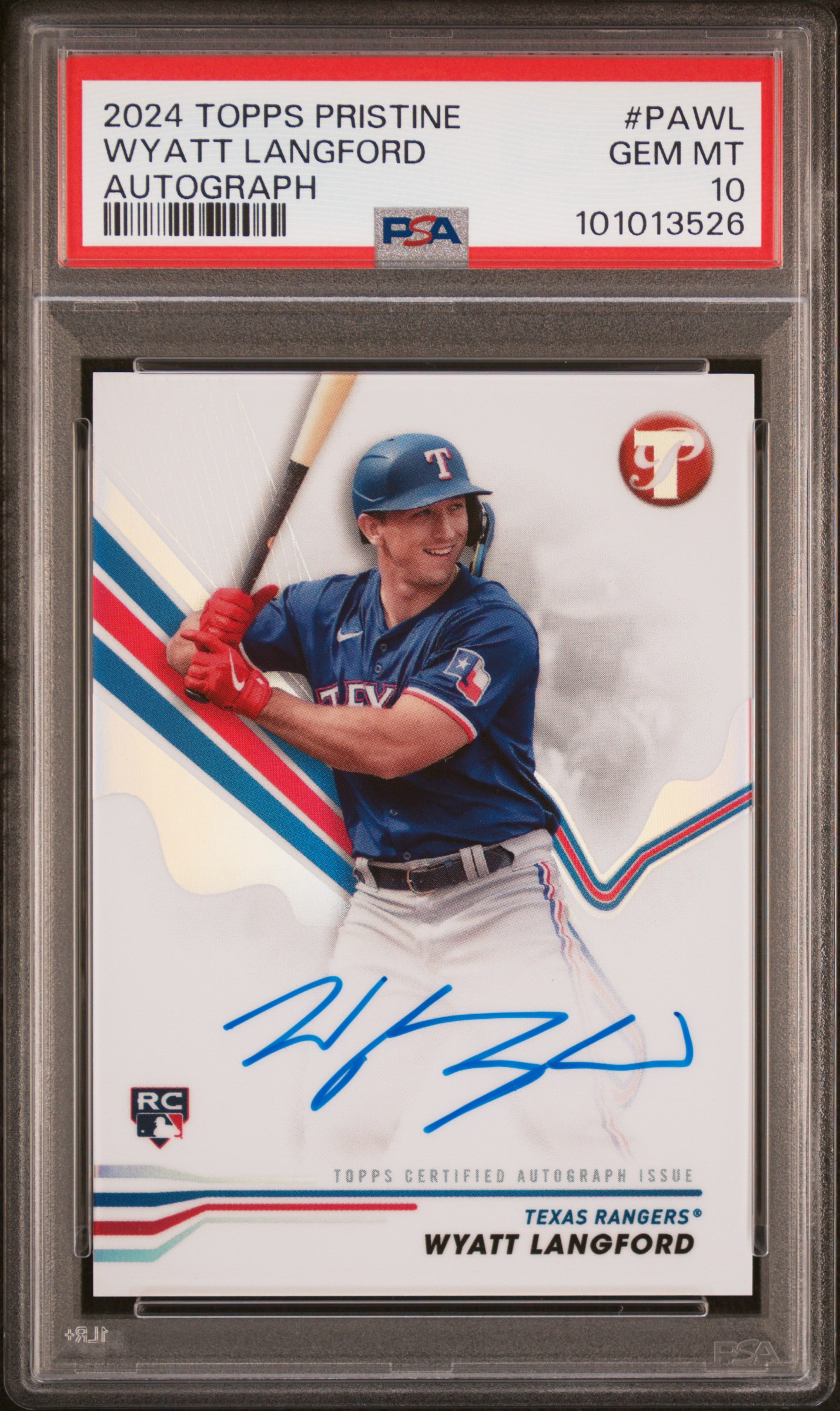 2024 Topps Pristine Pristine Autographs Wyatt Langford #Pawl Gem Mt 10 front
