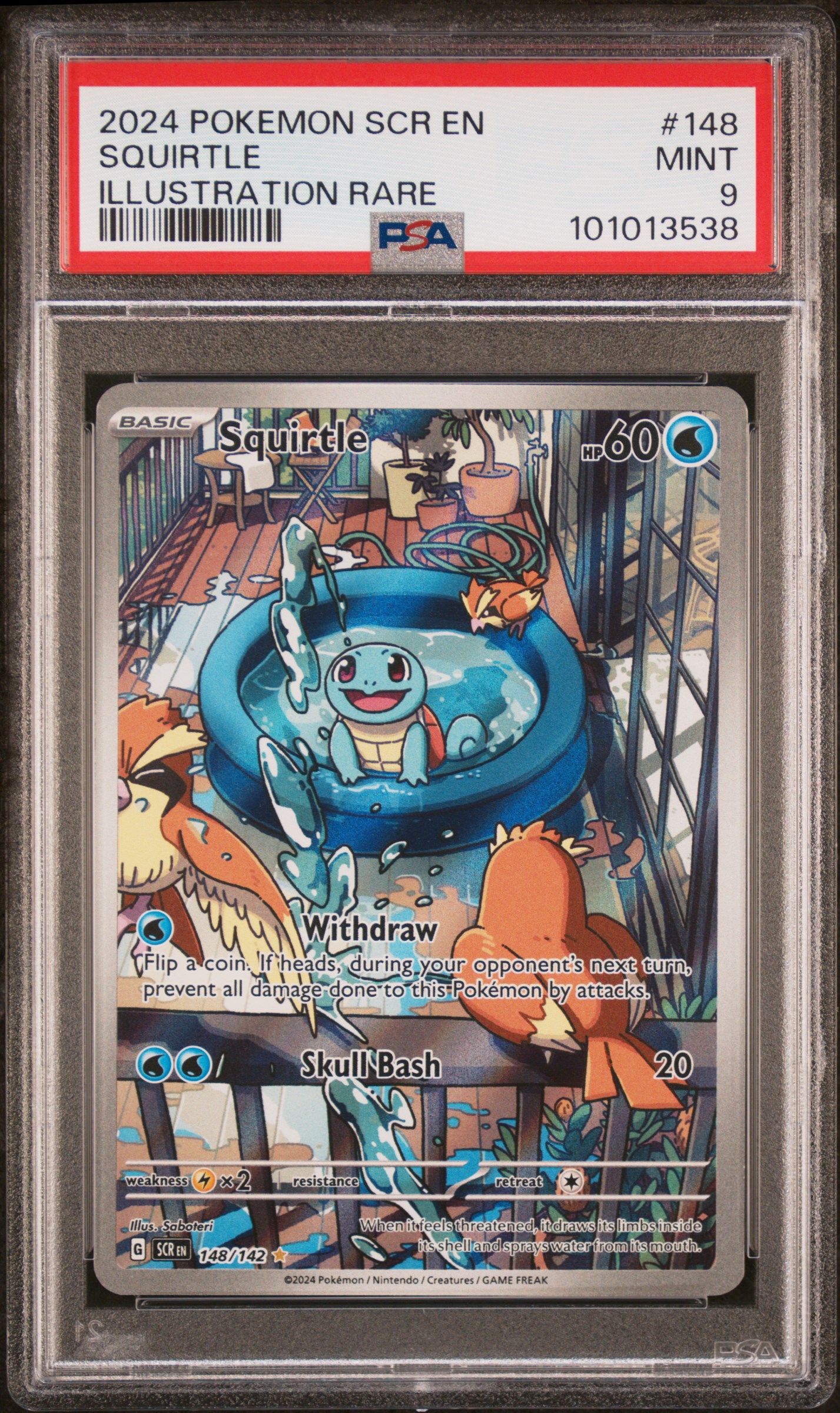 2024 Pokemon Scr En-Stellar Crown Squirtle #148 (Illustration Rare) Mint 9 front