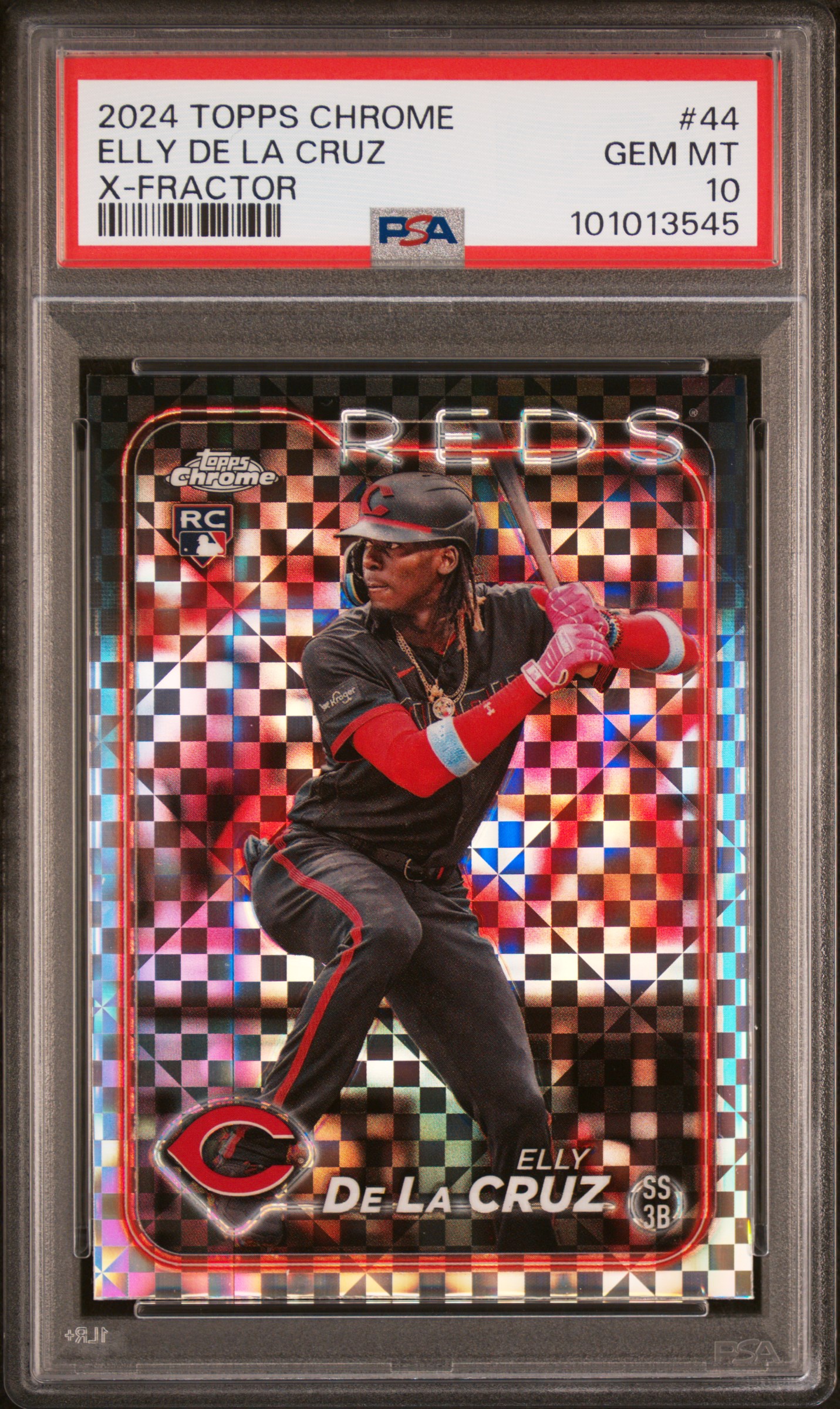 2024 Topps Chrome Elly De La Cruz #44 (X-Fractor) Gem Mt 10 front