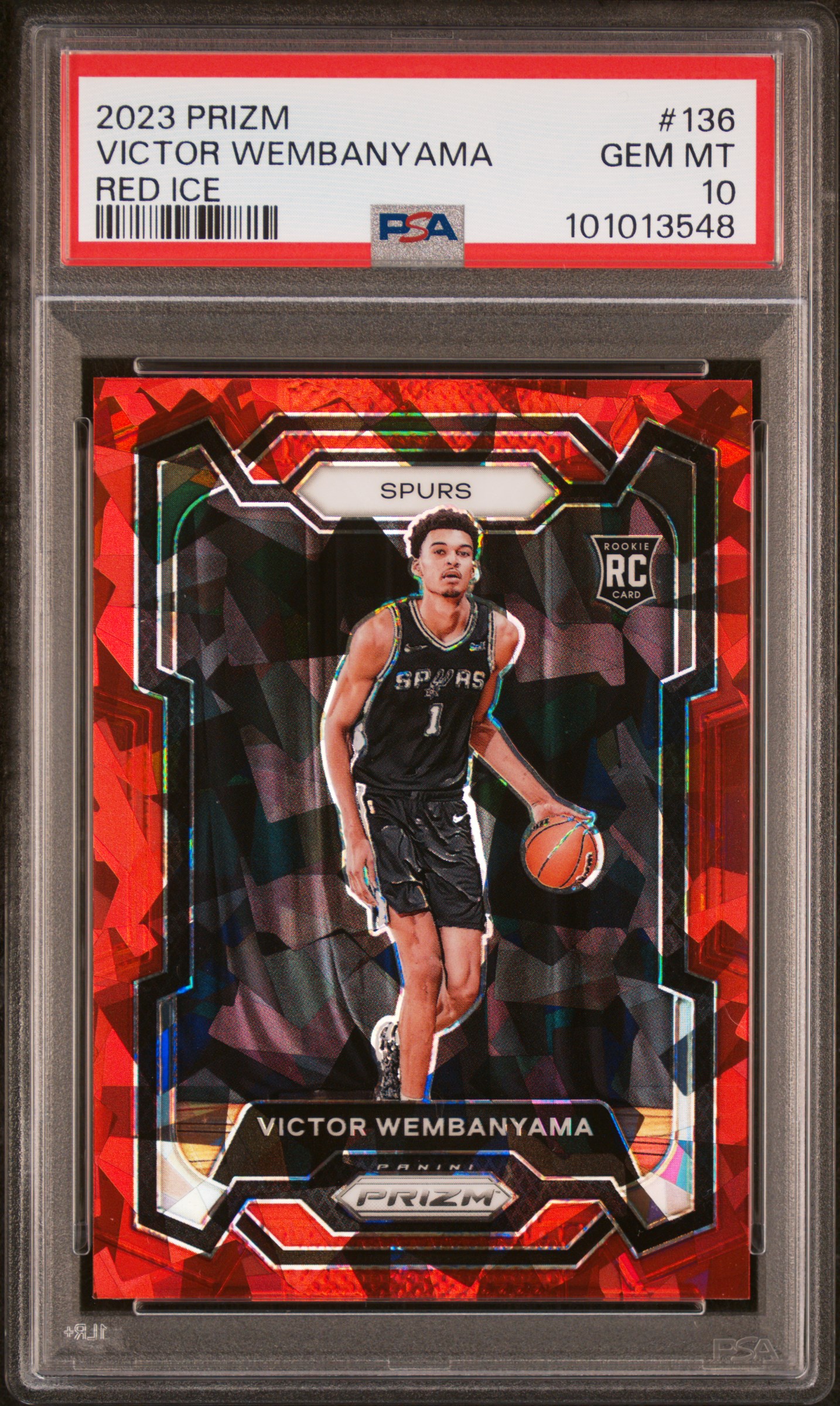 2023 Panini Prizm Victor Wembanyama #136 (Red Ice) Gem Mt 10 front