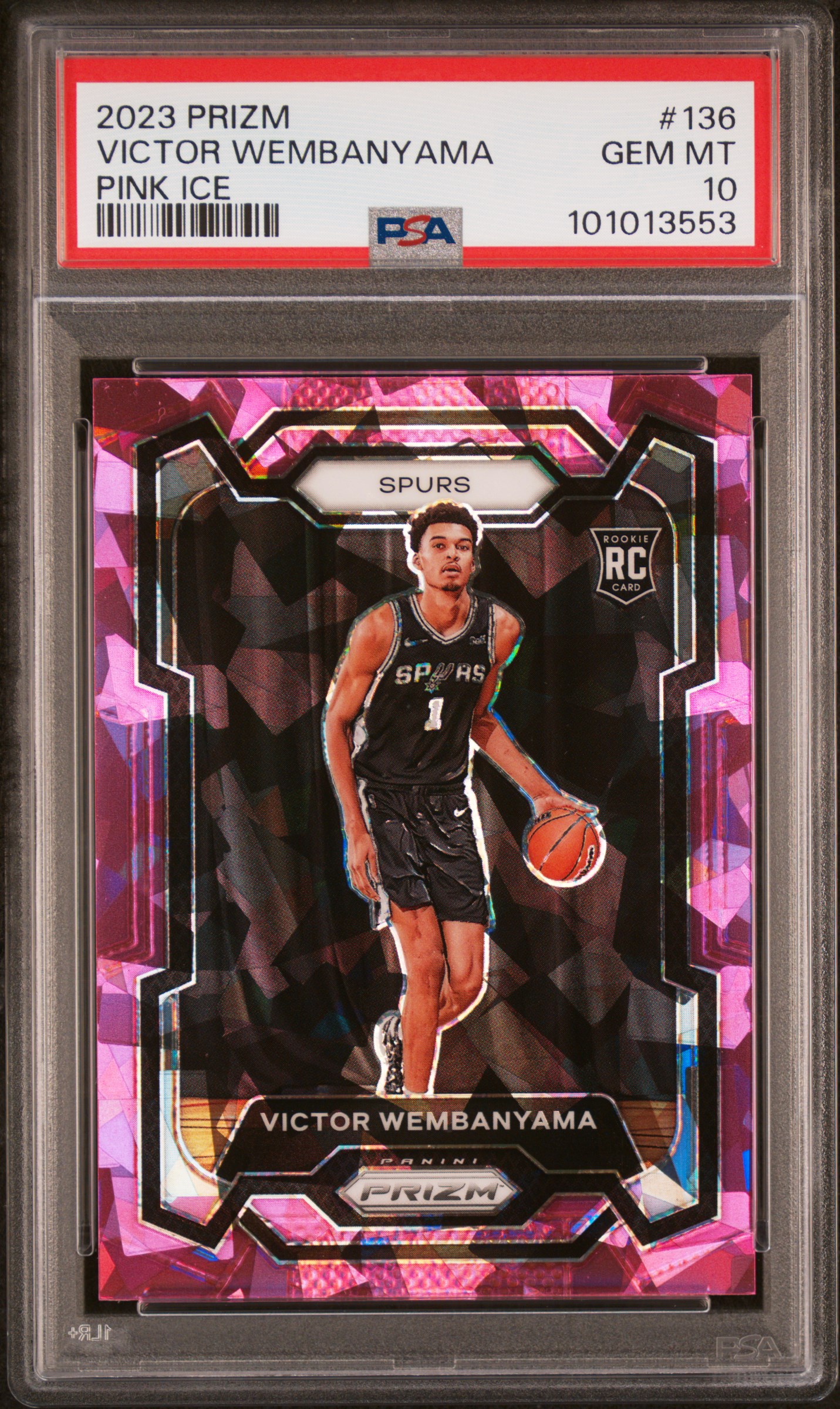 2023 Panini Prizm Victor Wembanyama #136 (Pink Ice) Gem Mt 10 front