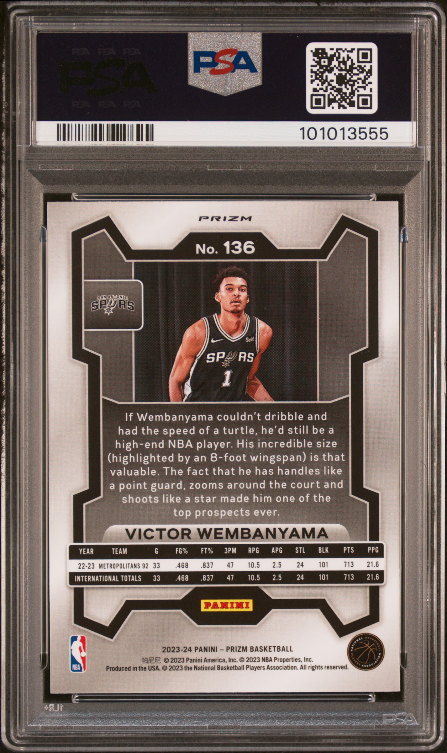 2023 Panini Prizm Victor Wembanyama #136 (Red White Blue) Nm-Mt 8 back