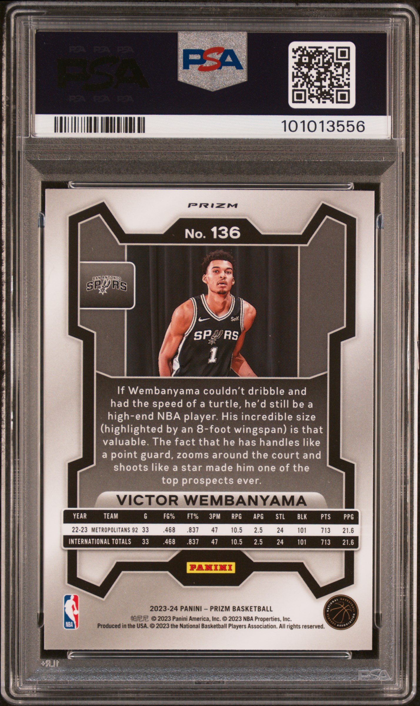 2023 Panini Prizm Victor Wembanyama #136 (Red White Blue) Nm-Mt 8 back
