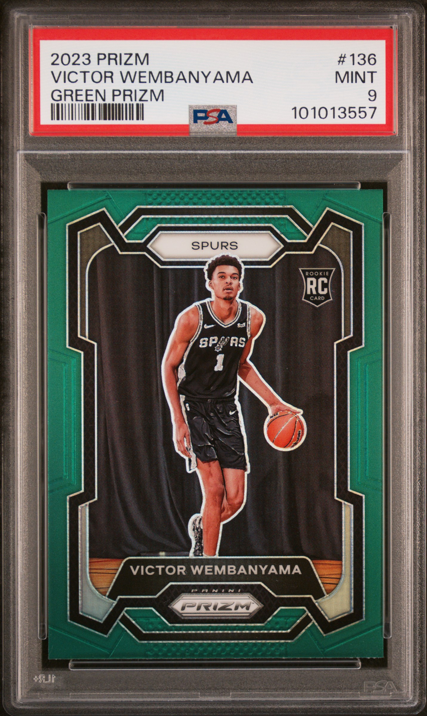 2023 Panini Prizm Victor Wembanyama #136 (Green Prizm) Mint 9 front