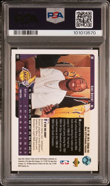 1997 Collector's Choice Kobe Bryant #64 Mint 9 back