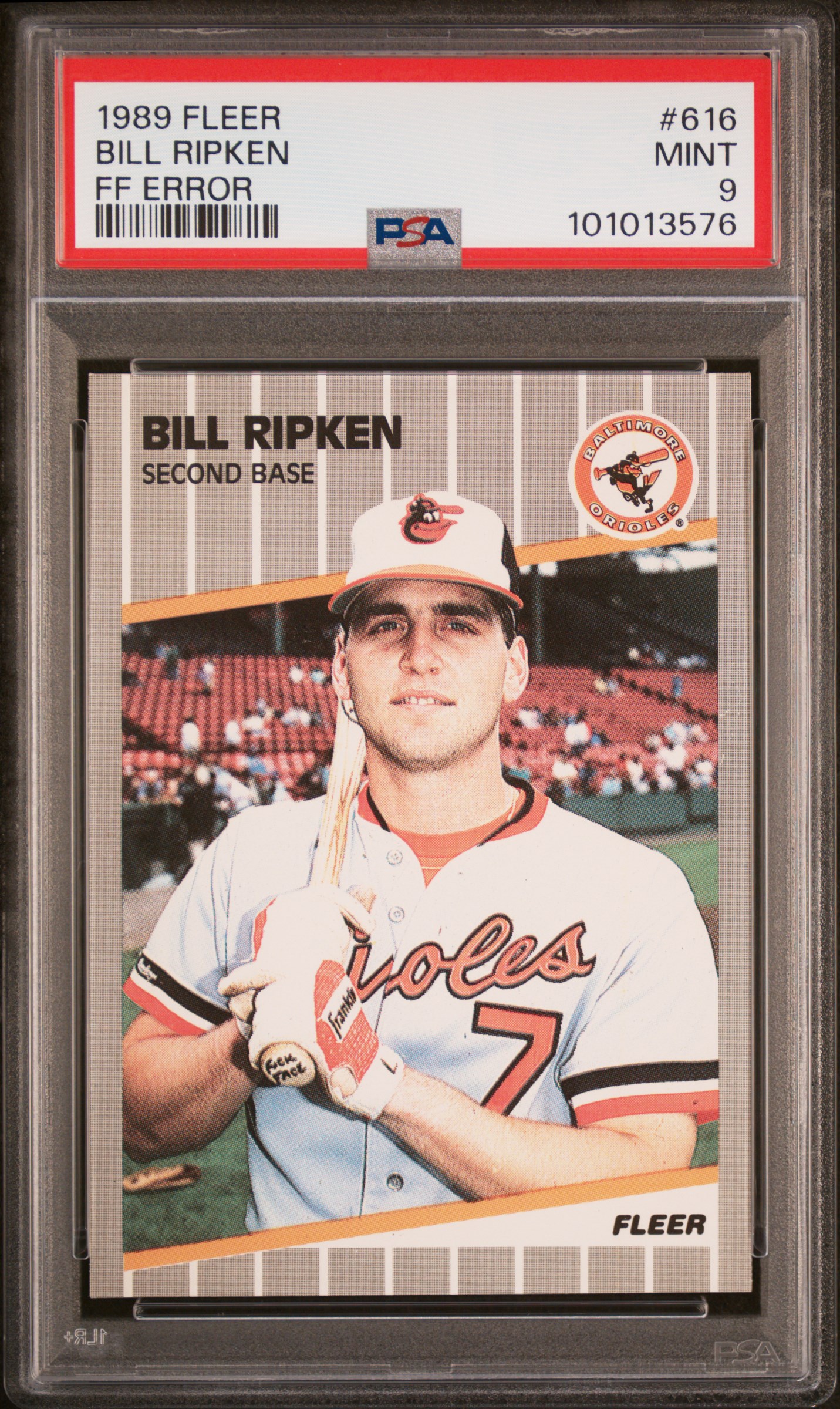 1989 Fleer Bill Ripken #616 (Ff Error) Mint 9 front