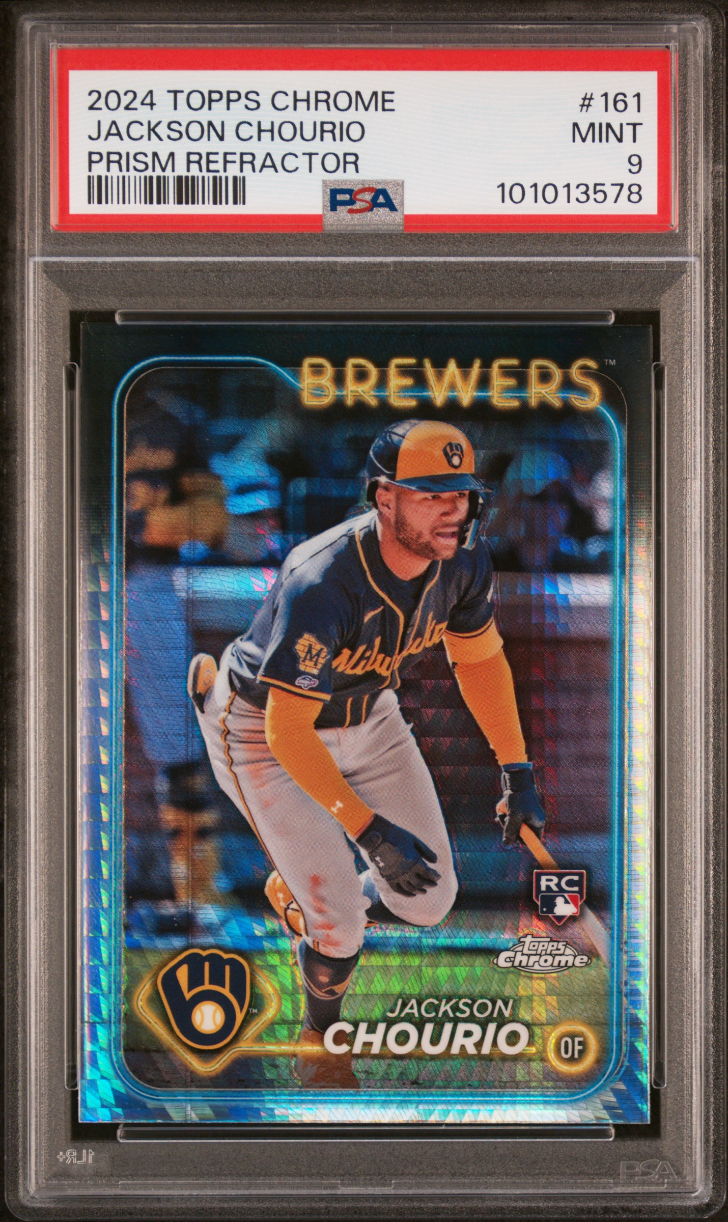 2024 Topps Chrome Jackson Chourio #161 (Prism Refractor) Mint 9 front