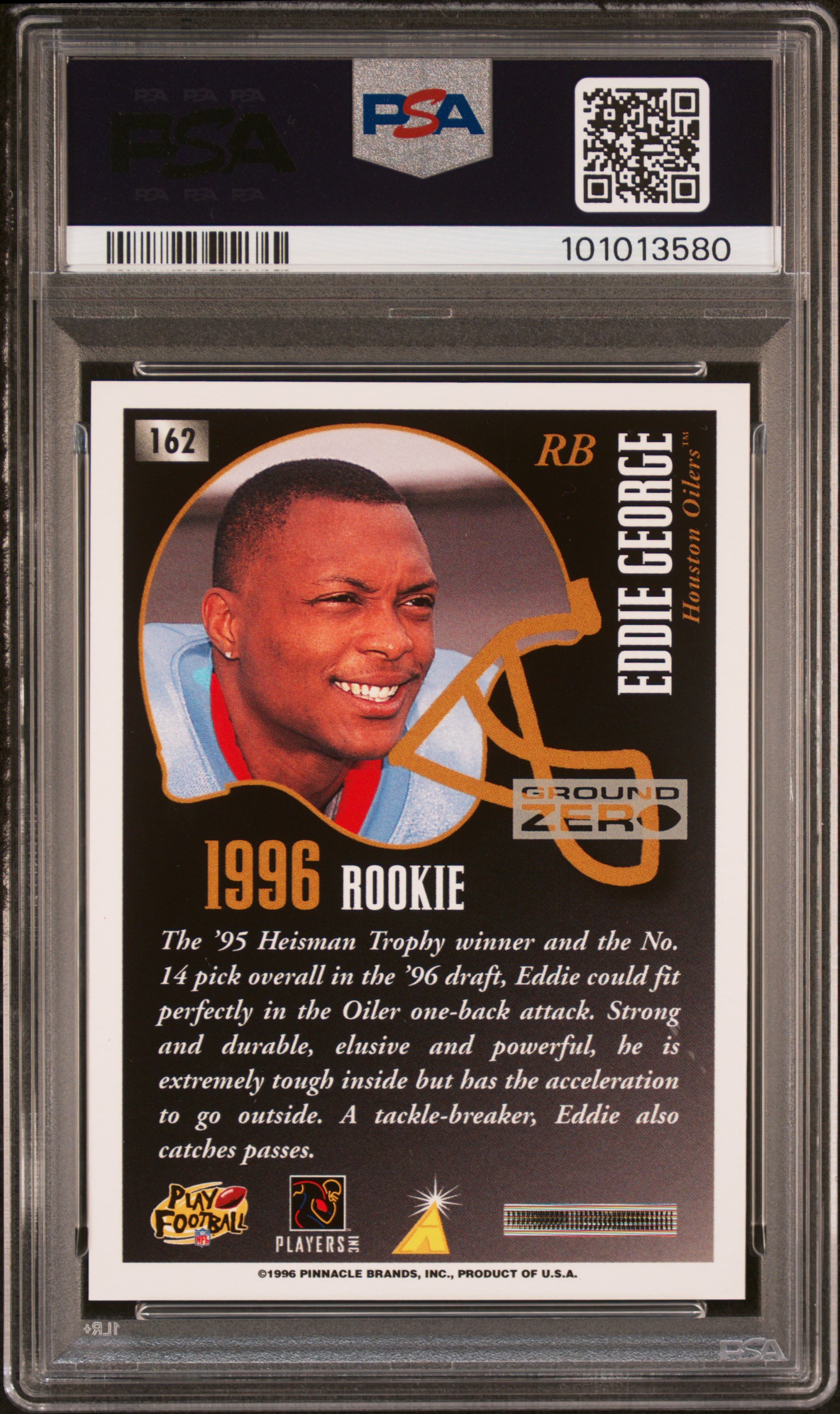 1996 Summit Eddie George #162 (Ground Zero) Gem Mt 10 back