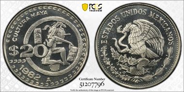 1982-Mo 20 Peso KM-486 PR69CAM