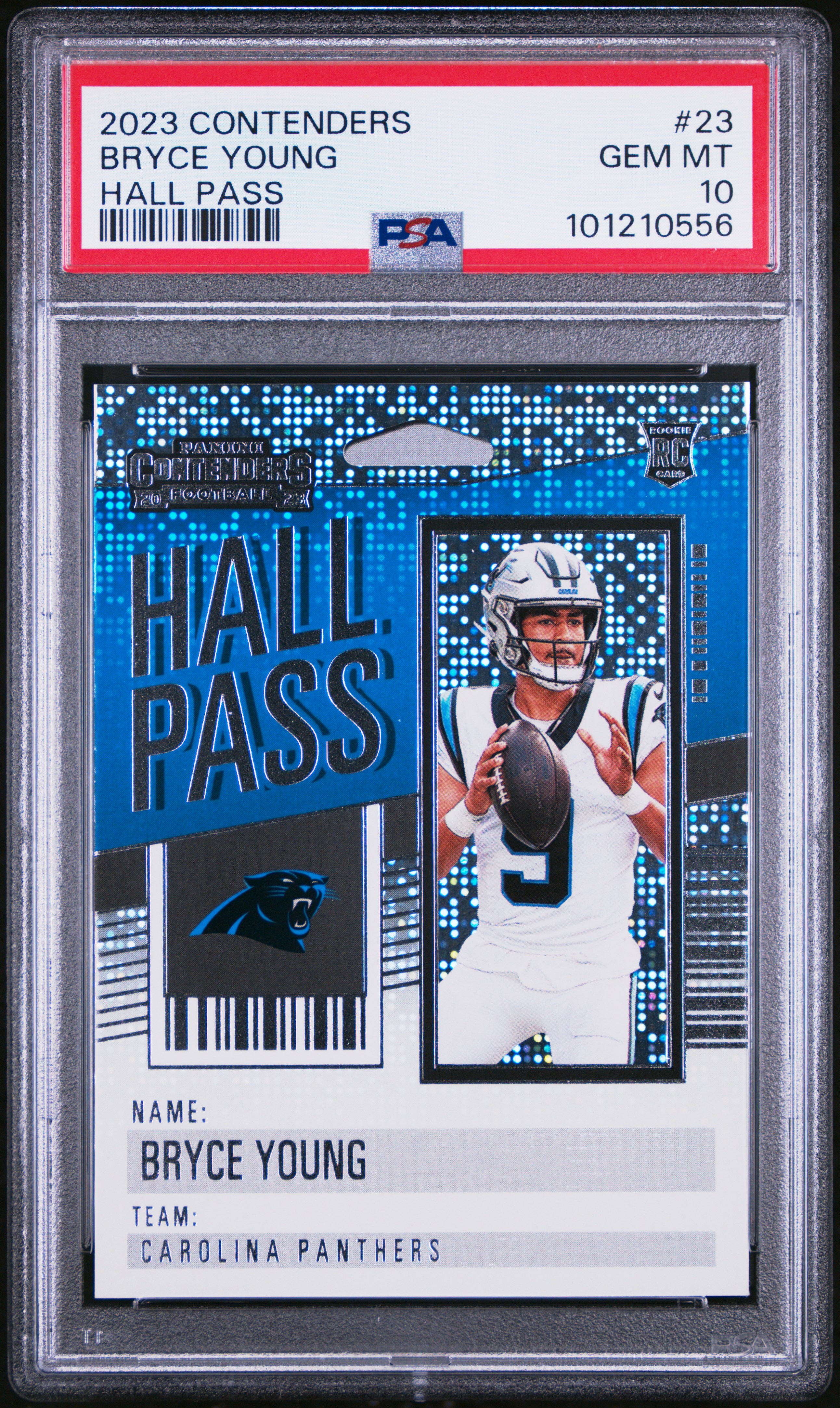 2023 Panini Contenders Hall Pass Bryce Young #23 Gem Mt 10 front
