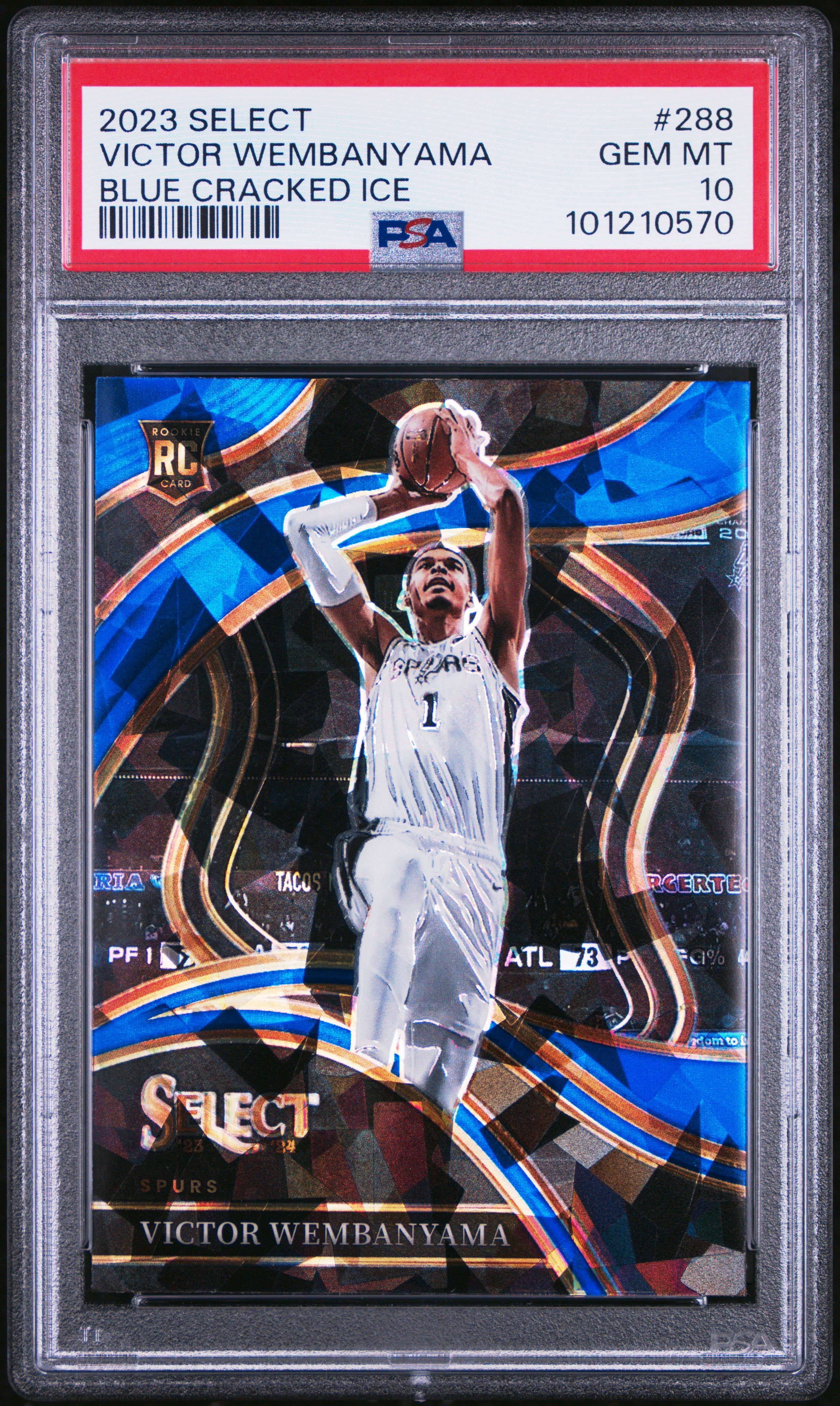 2023 Panini Select Victor Wembanyama #288 (Blue Cracked Ice) Gem Mt 10 front