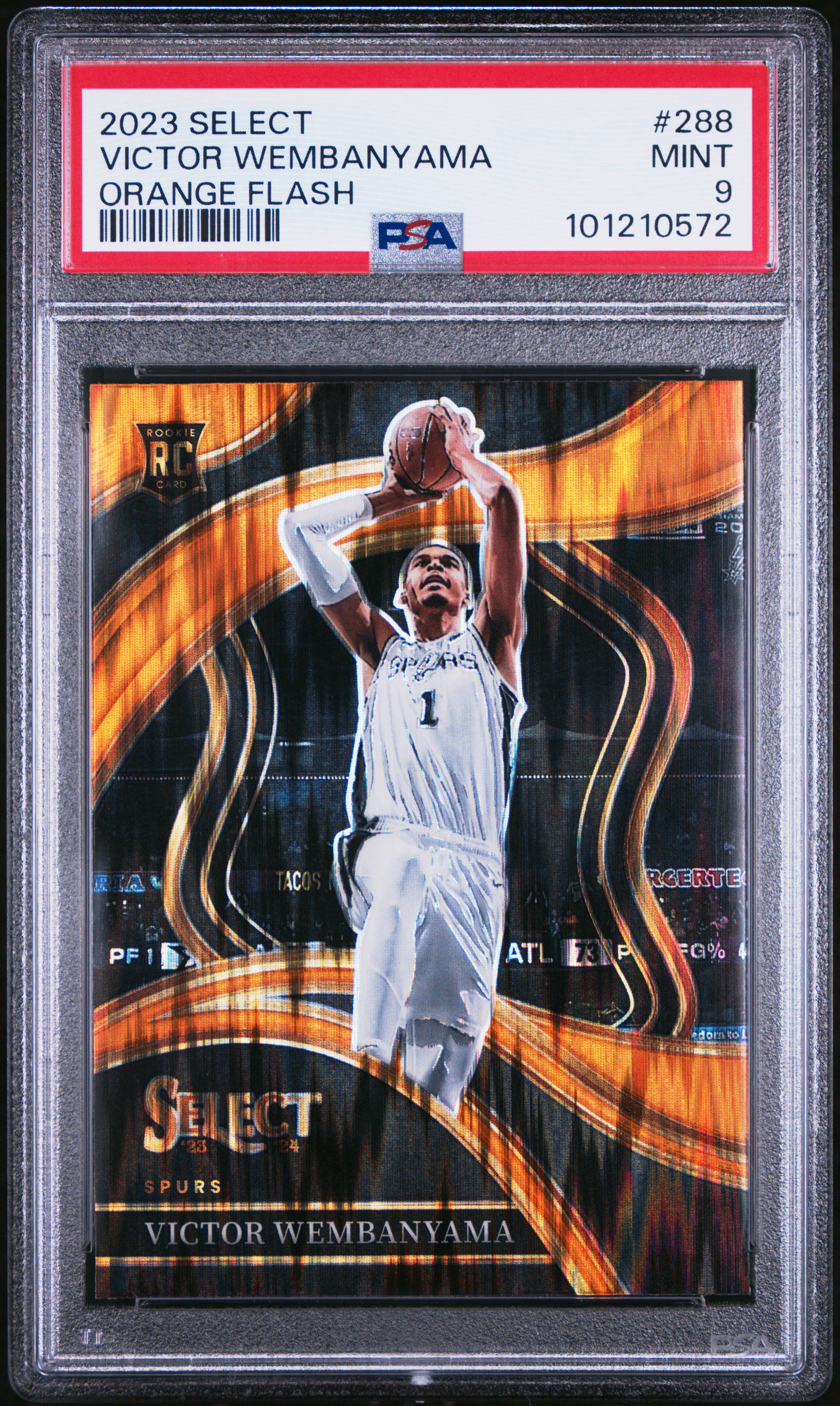 2023 Panini Select Victor Wembanyama #288 (Orange Flash) Mint 9 front