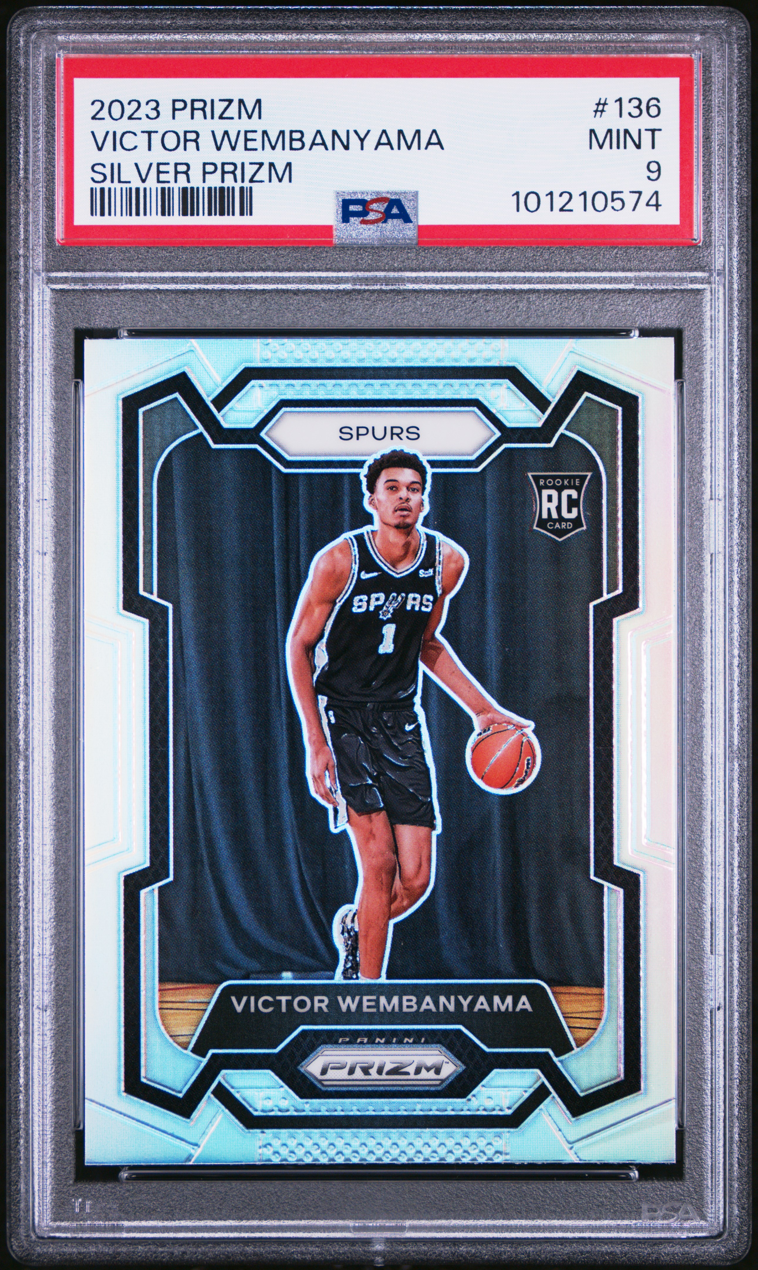 2023 Panini Prizm Victor Wembanyama #136 (Silver Prizm) Mint 9 front