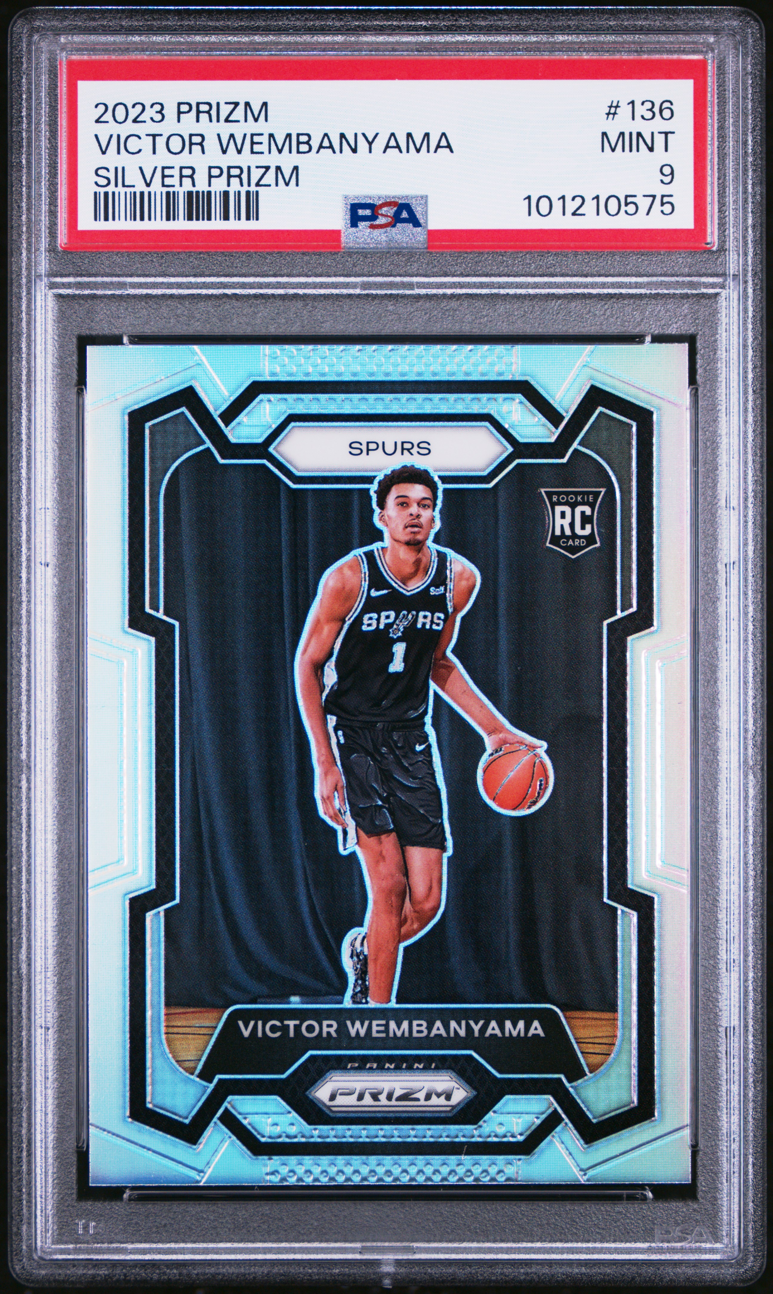 2023 Panini Prizm Victor Wembanyama #136 (Silver Prizm) Mint 9 front