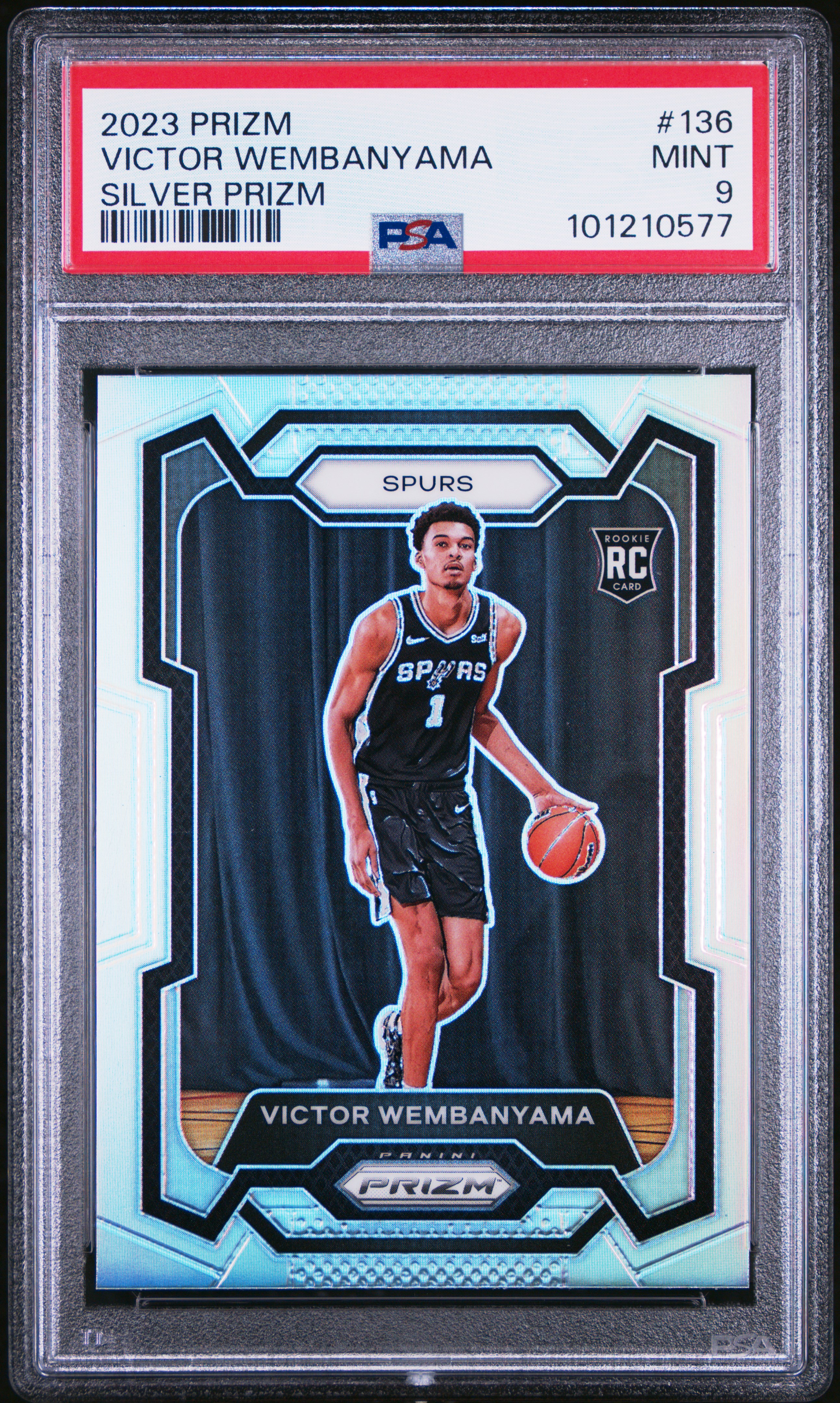 2023 Panini Prizm Victor Wembanyama #136 (Silver Prizm) Mint 9 front