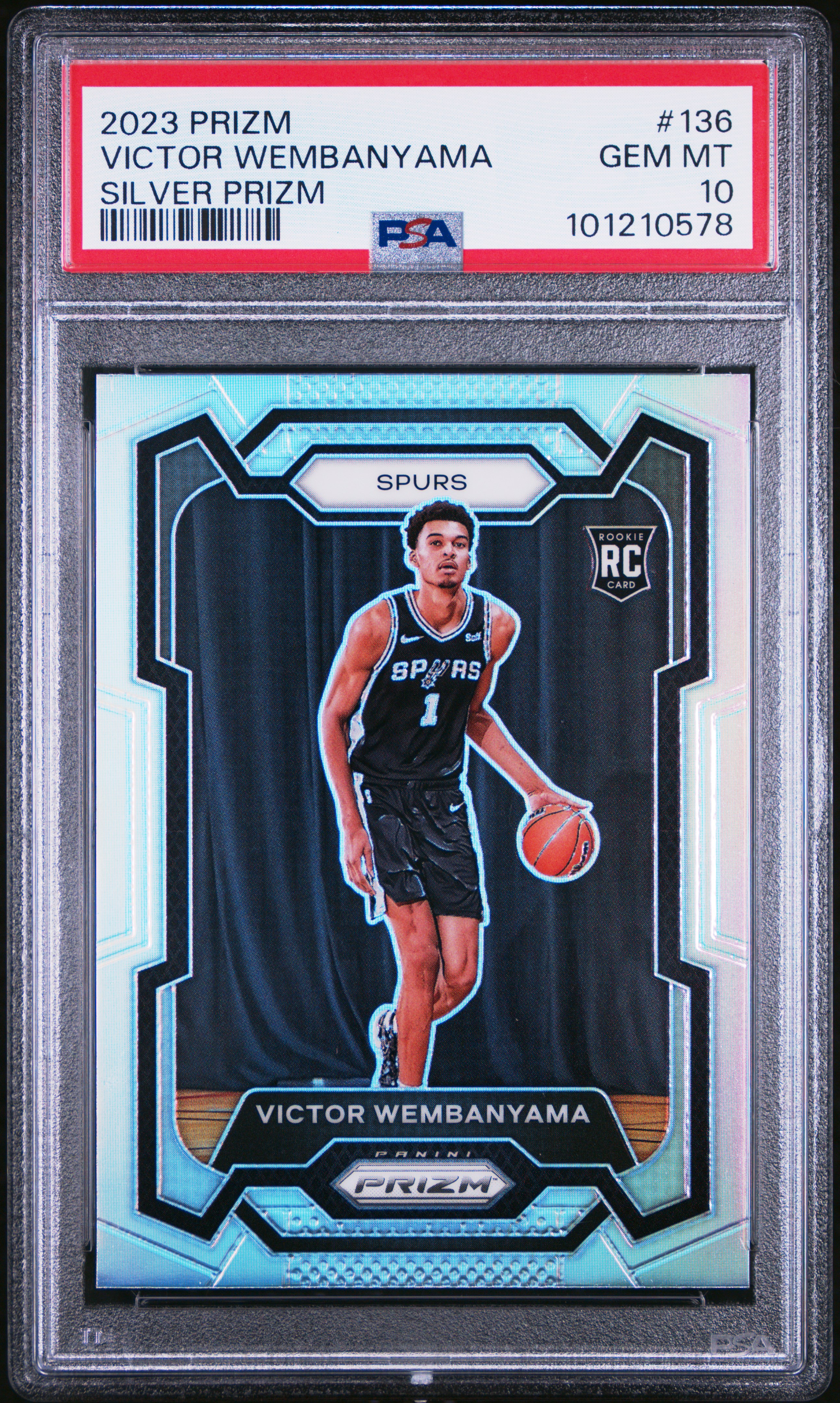 2023 Panini Prizm Victor Wembanyama #136 (Silver Prizm) Gem Mt 10 front