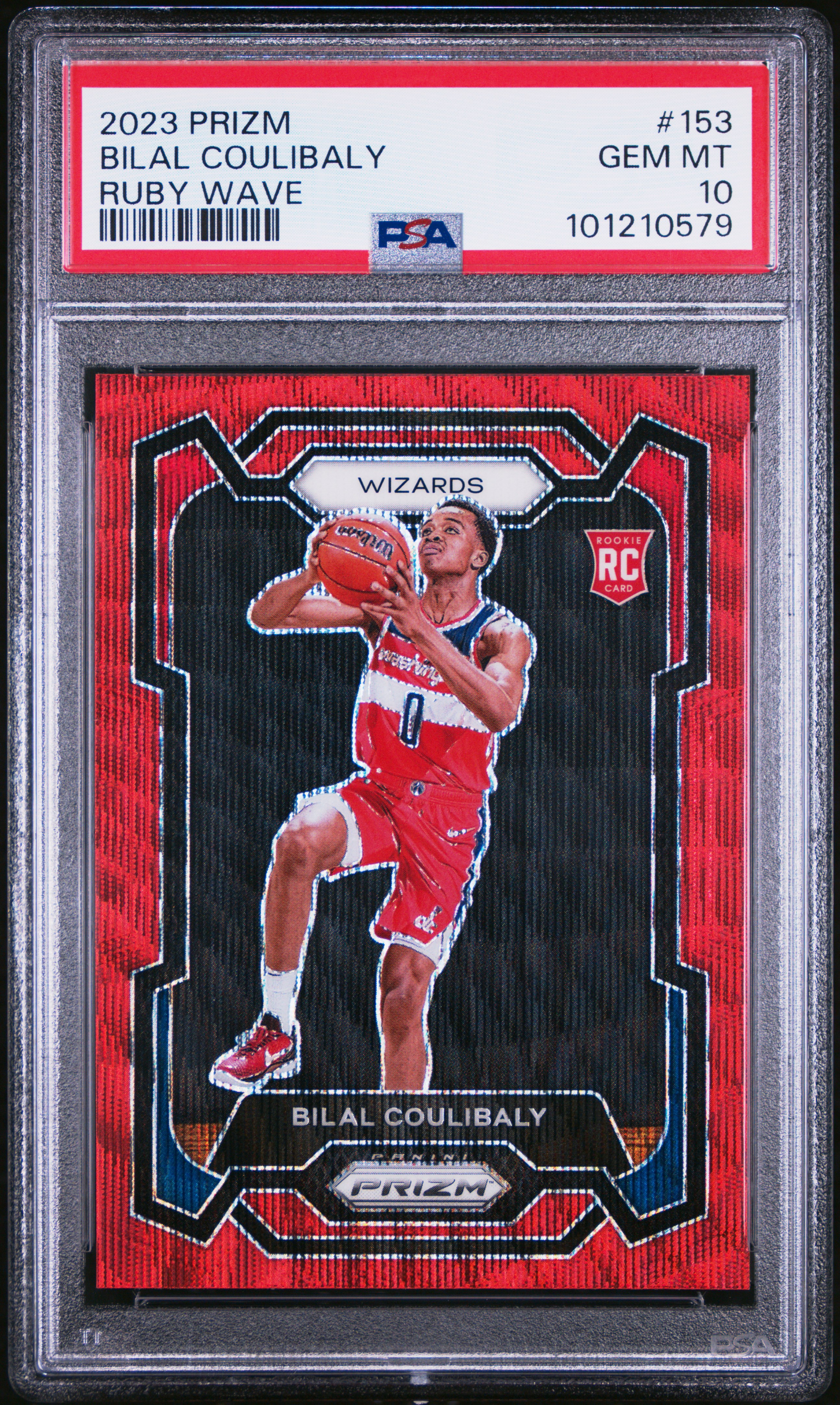 2023 Panini Prizm Bilal Coulibaly #153 (Ruby Wave) Gem Mt 10 front