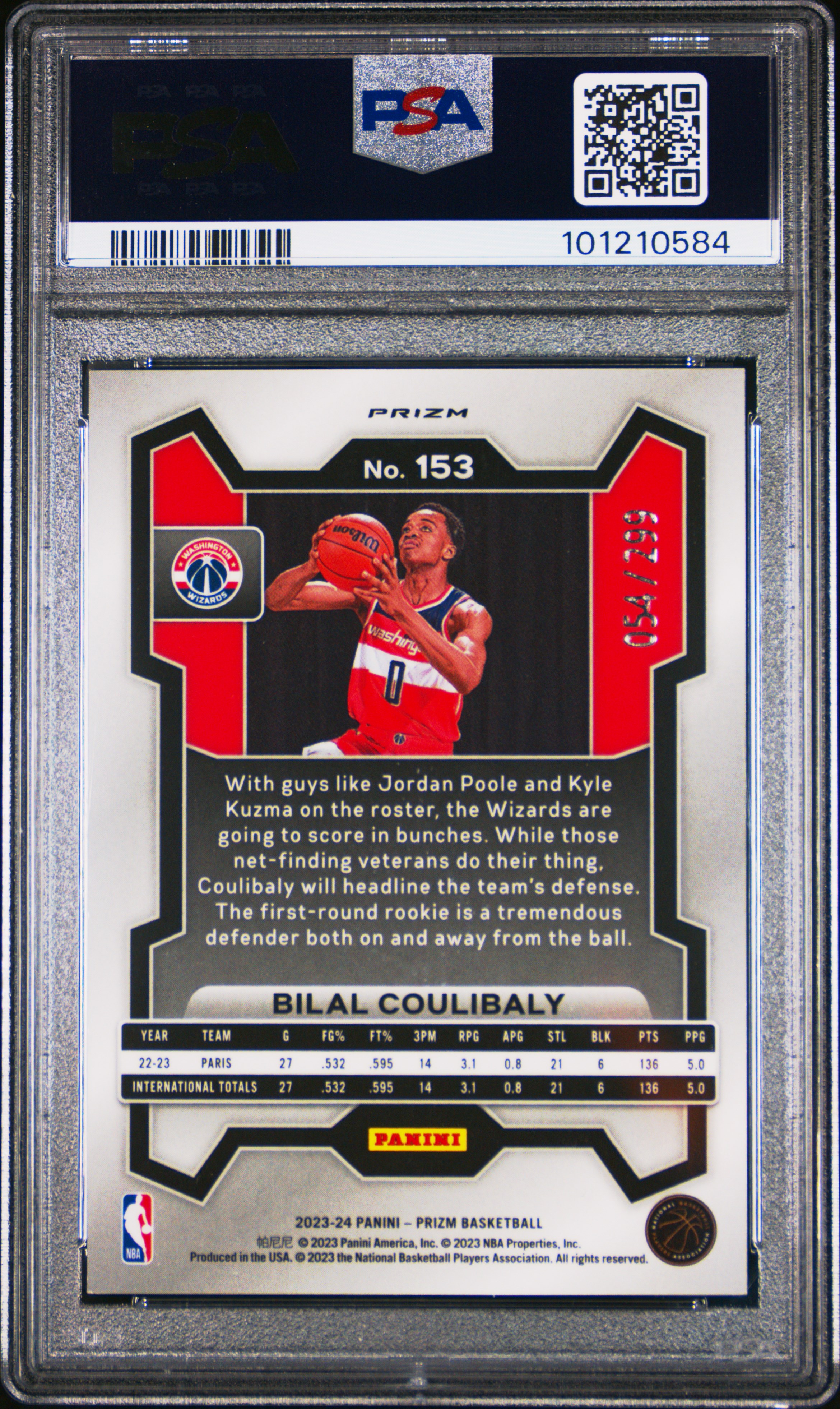 2023 Panini Prizm Bilal Coulibaly #153 (Red Prizm) Mint 9 back